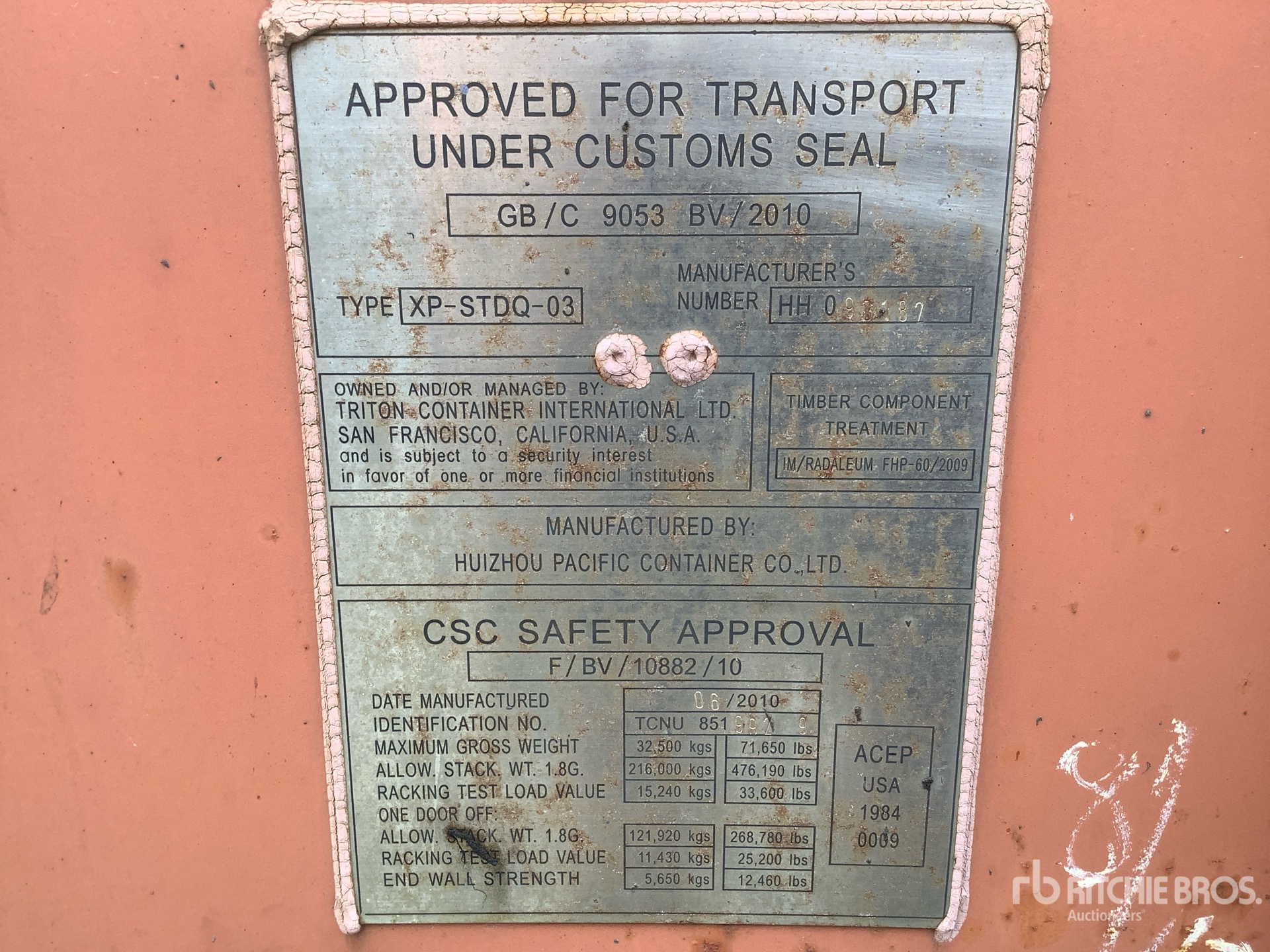 General Appearance with Serial Number / VIN