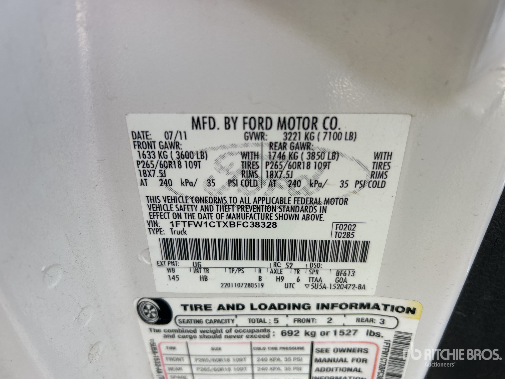 General Appearance with Serial Number / VIN