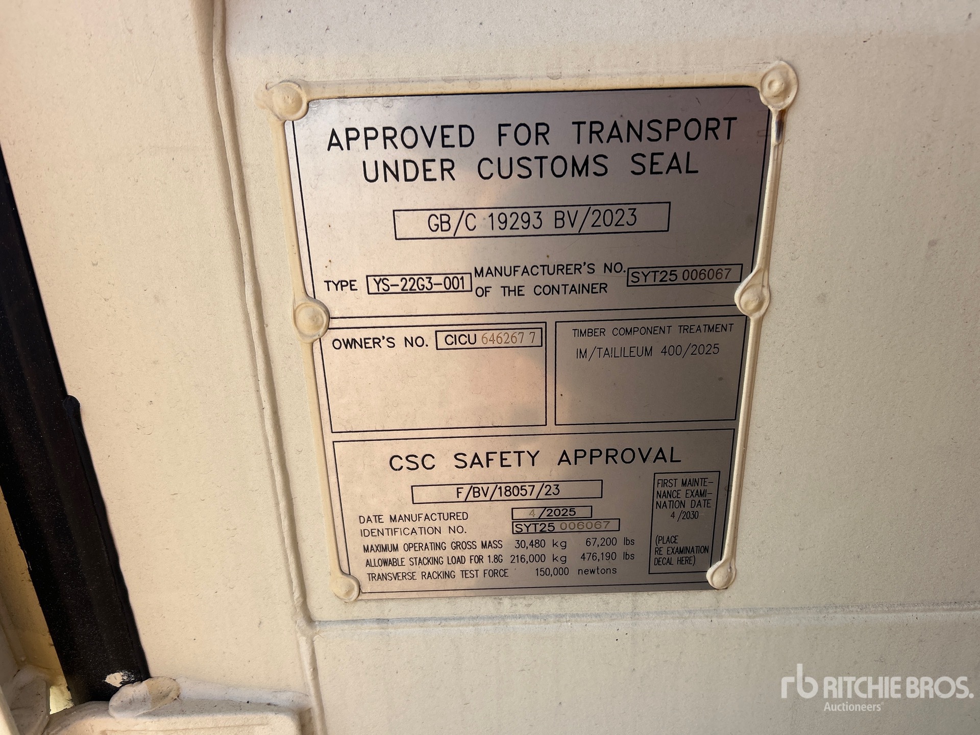 General Appearance with Serial Number / VIN