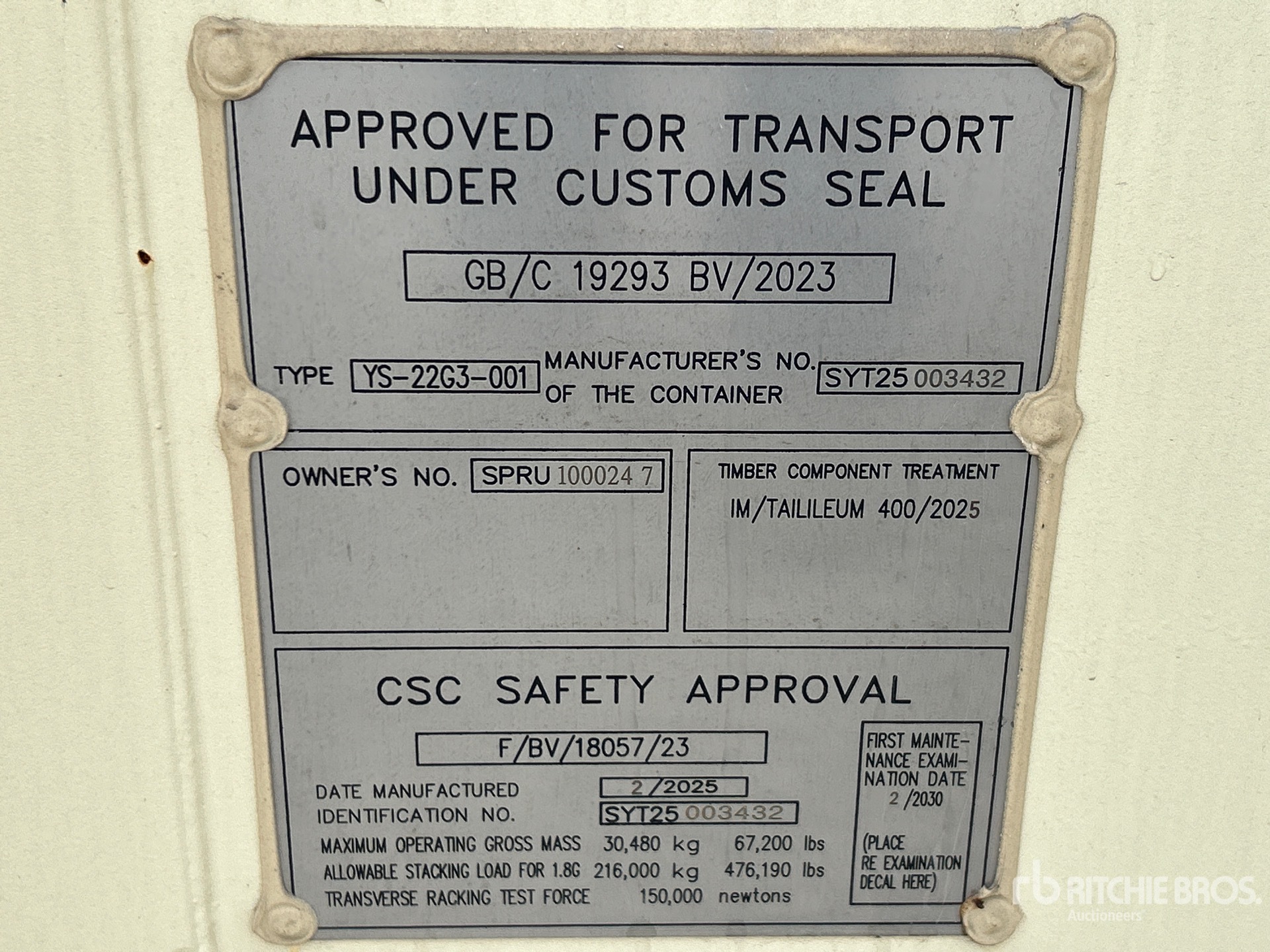 General Appearance with Serial Number / VIN