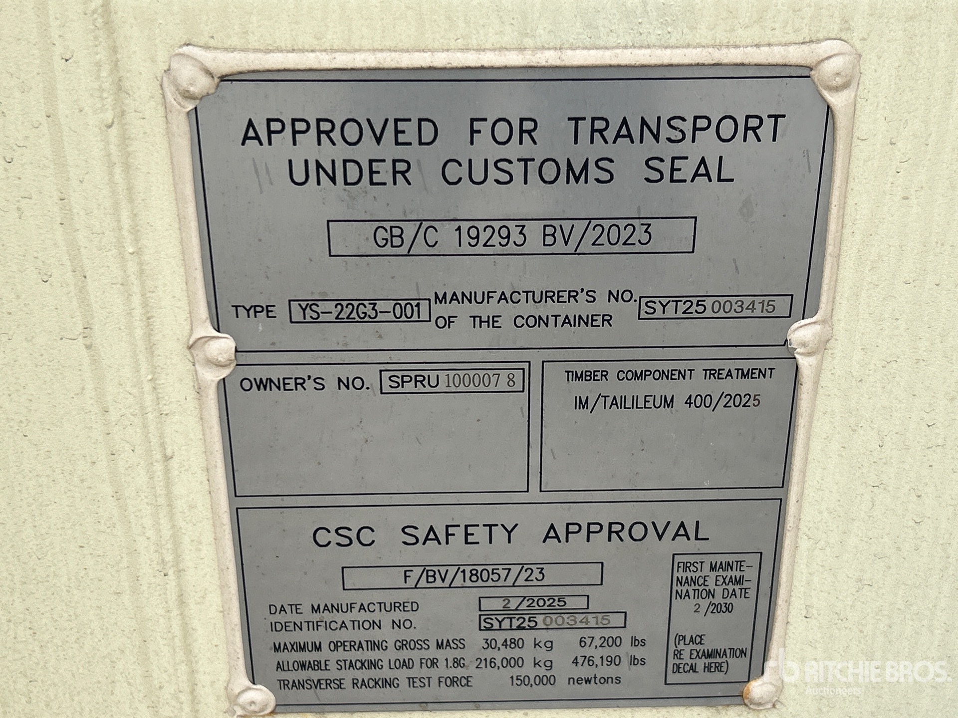 General Appearance with Serial Number / VIN