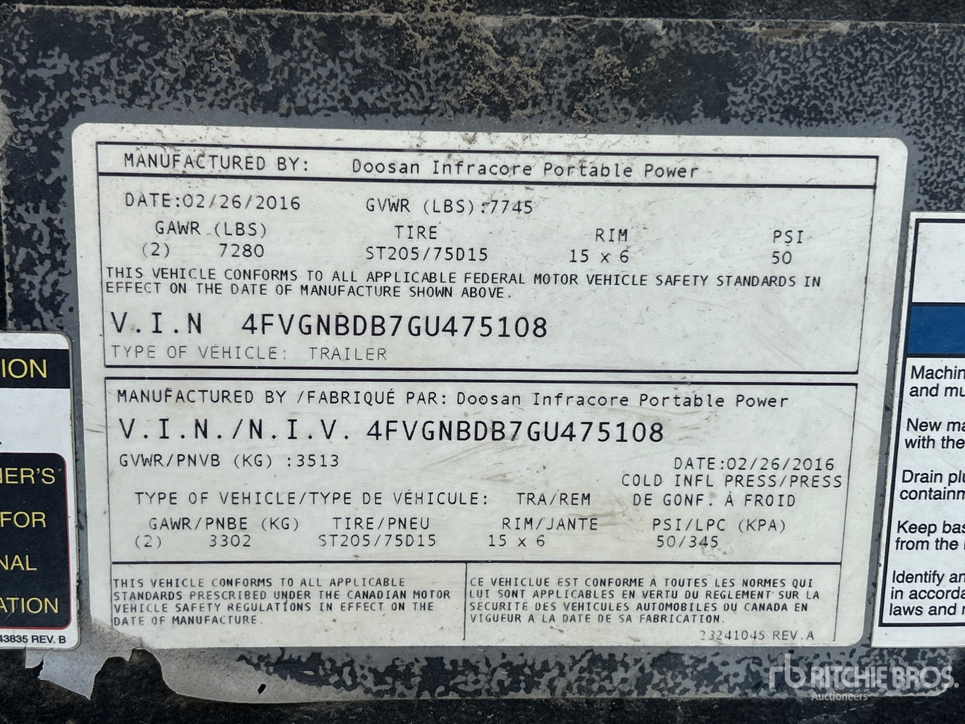 General Appearance with Serial Number / VIN