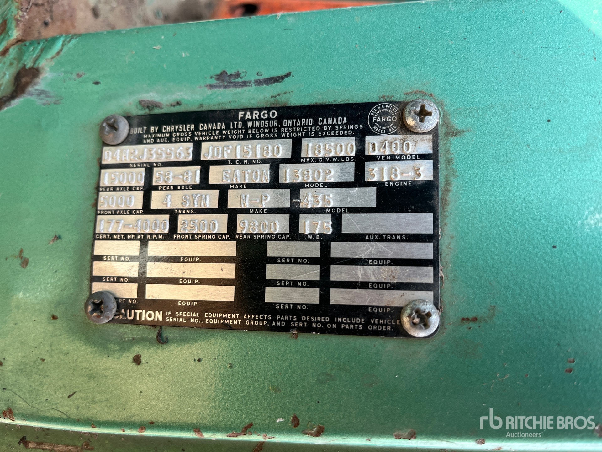 General Appearance with Serial Number / VIN