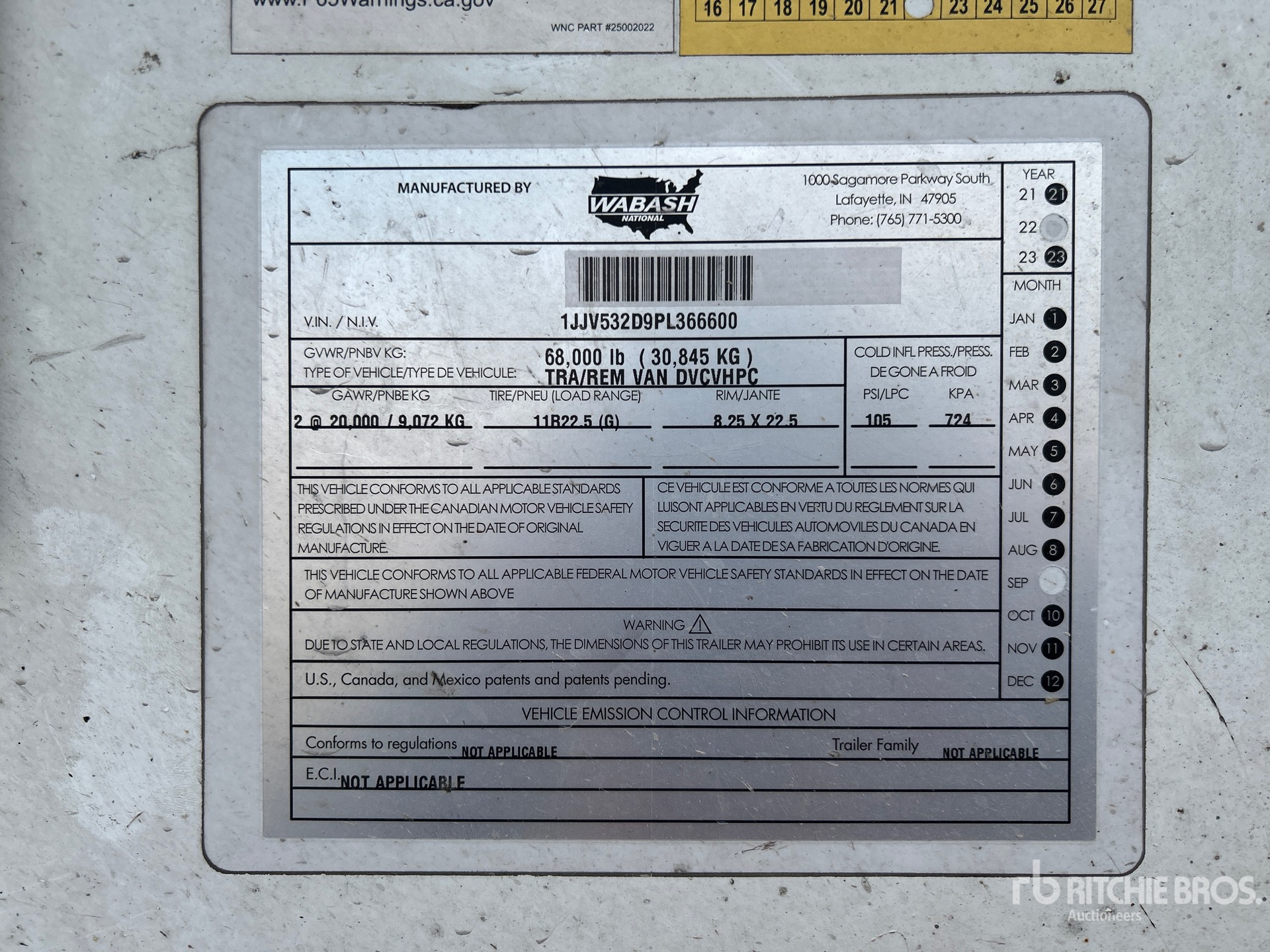 General Appearance with Serial Number / VIN