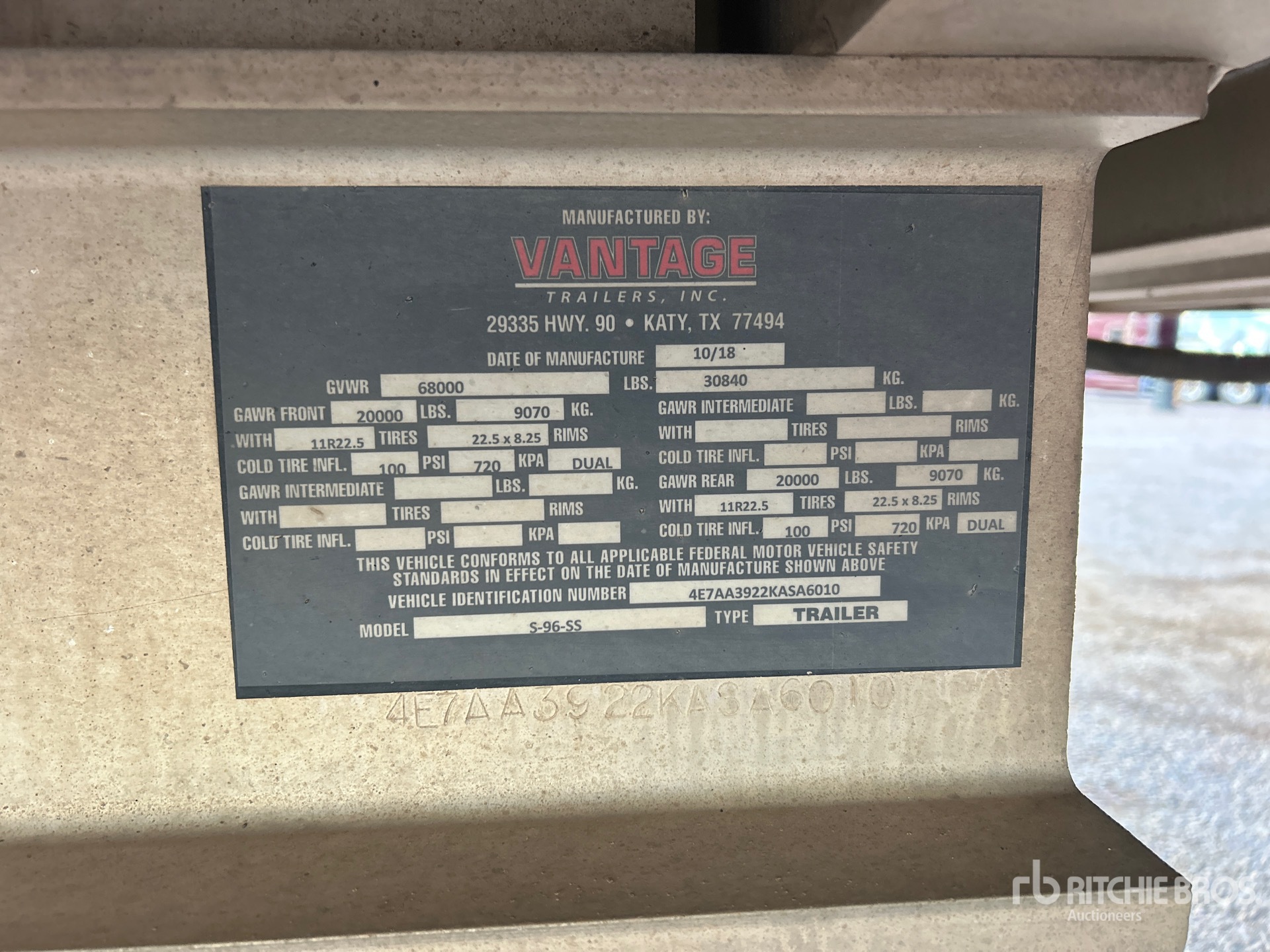 General Appearance with Serial Number / VIN
