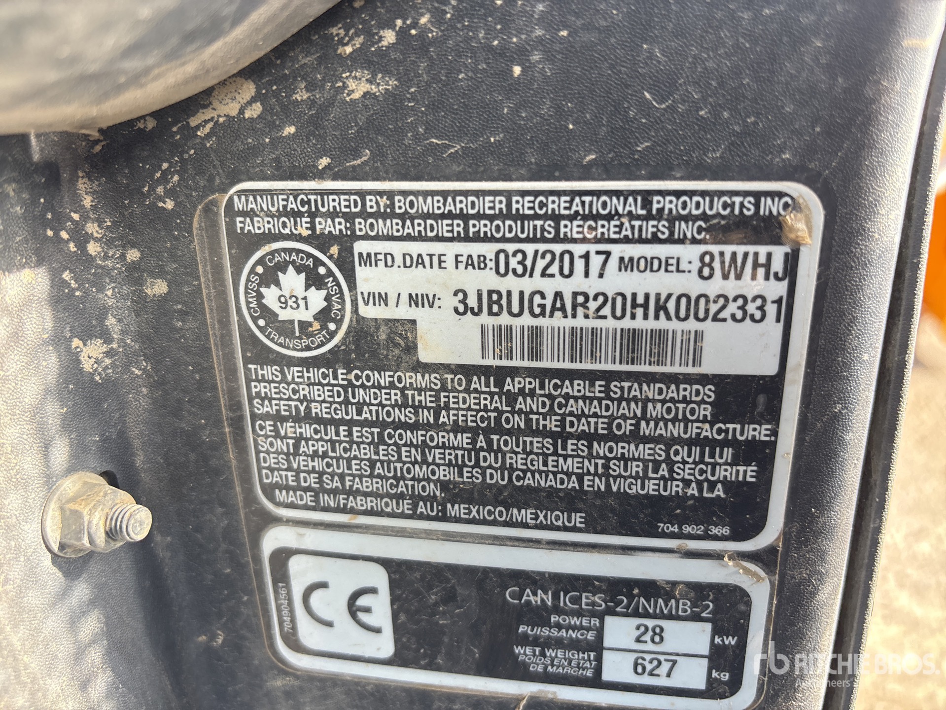 General Appearance with Serial Number / VIN