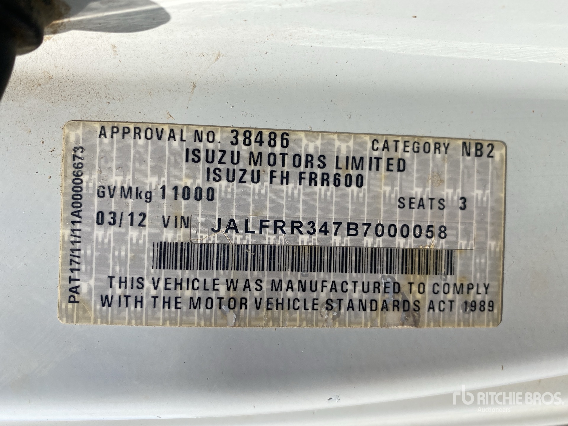 General Appearance with Serial Number / VIN