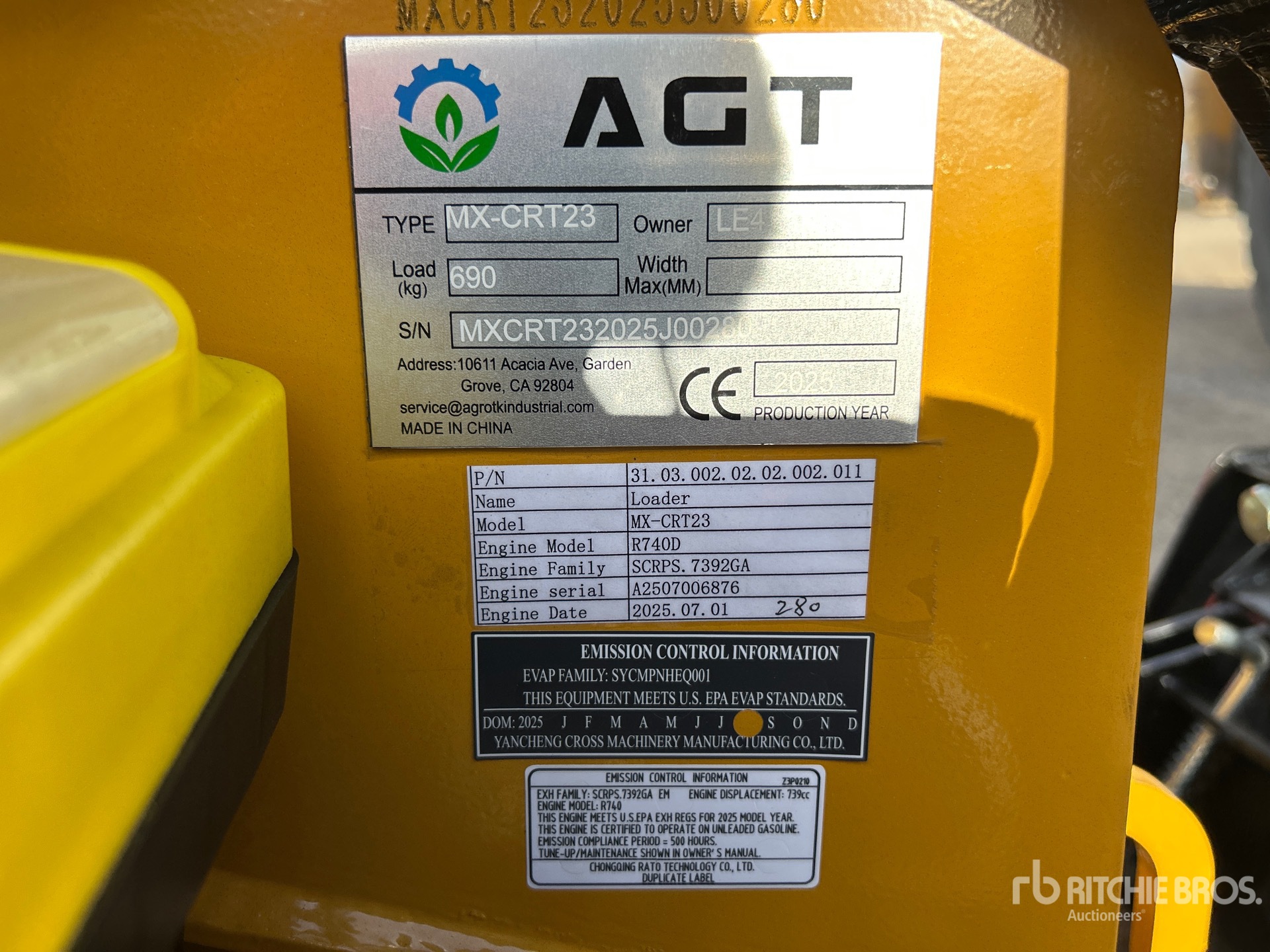 General Appearance with Serial Number / VIN