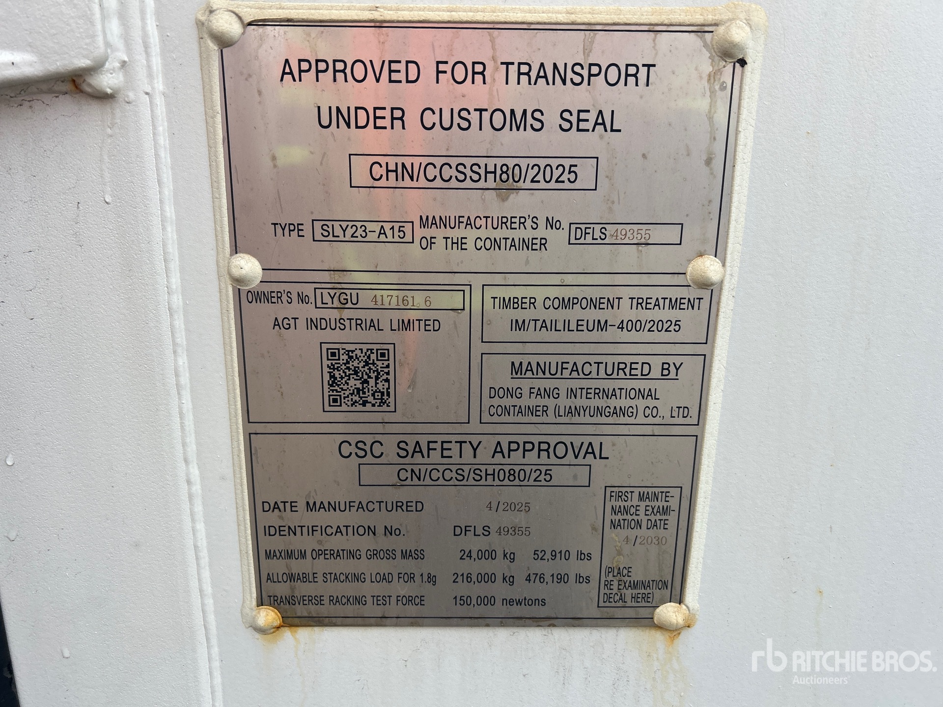 General Appearance with Serial Number / VIN