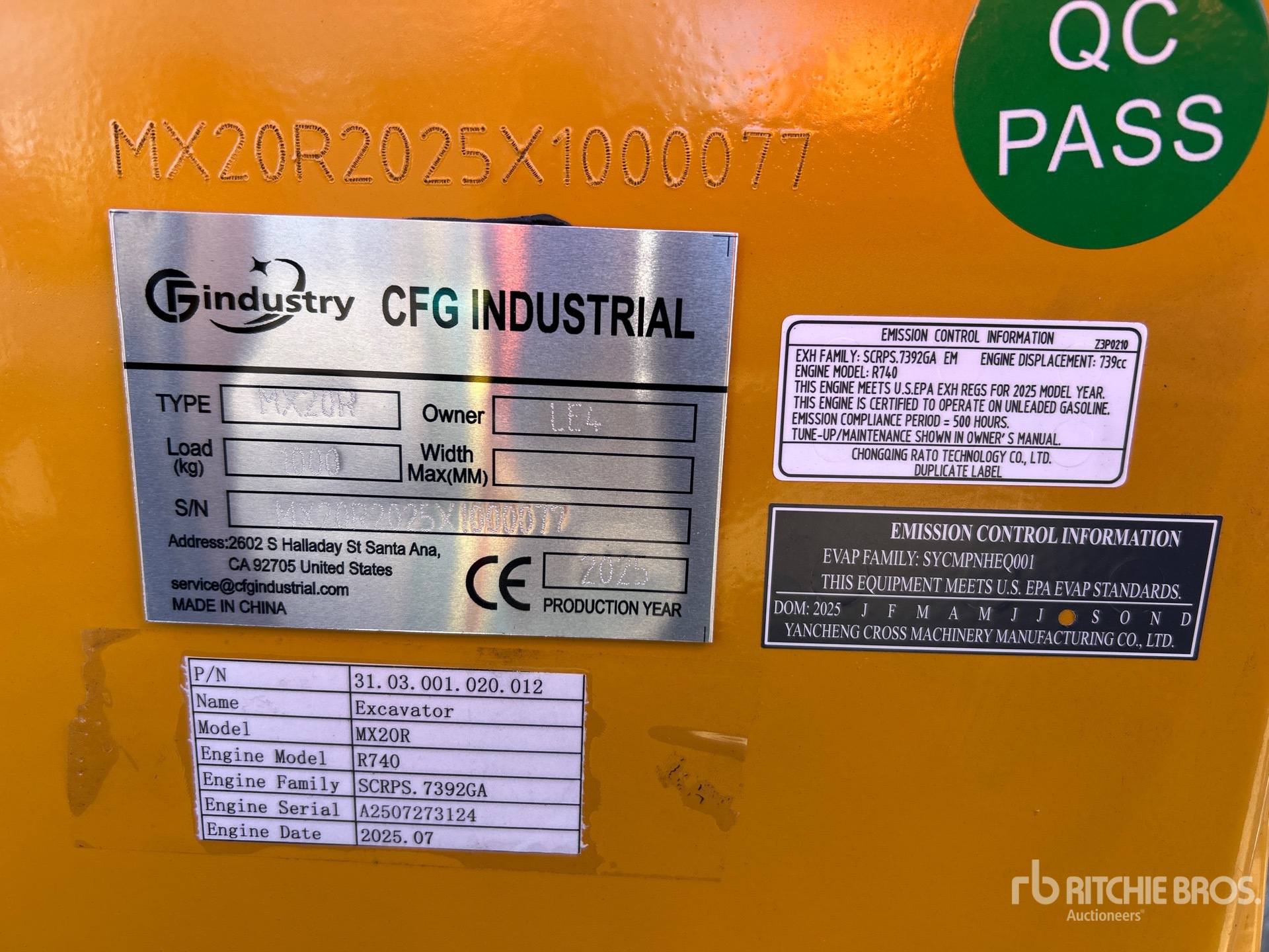 General Appearance with Serial Number / VIN