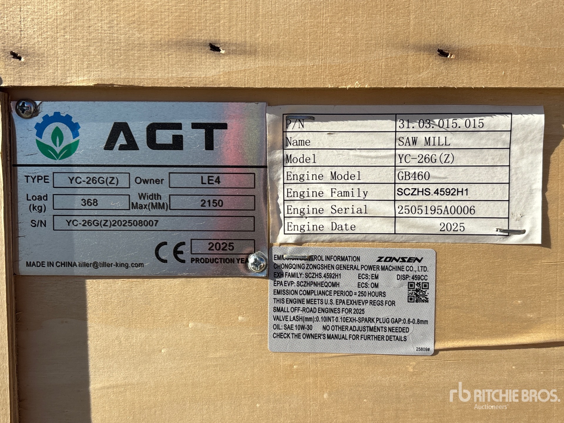 General Appearance with Serial Number / VIN