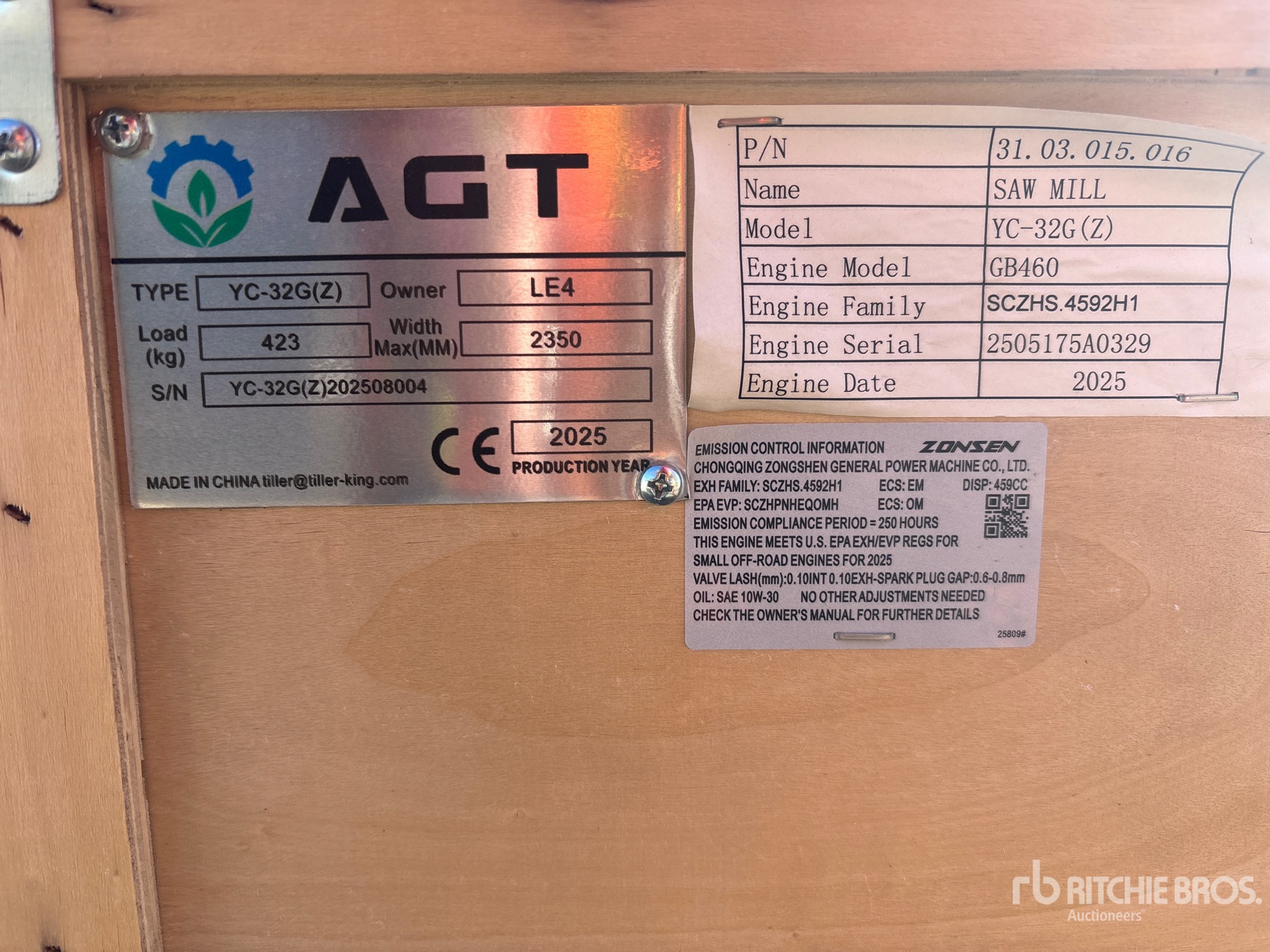 General Appearance with Serial Number / VIN