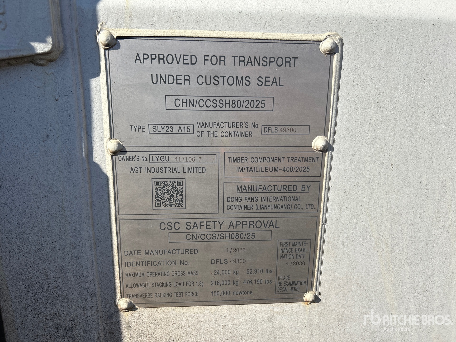 General Appearance with Serial Number / VIN