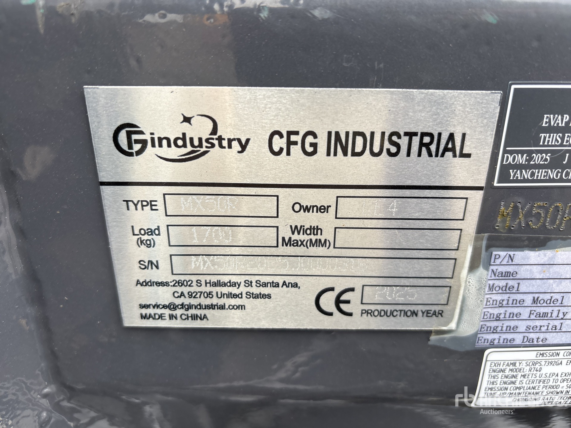 General Appearance with Serial Number / VIN