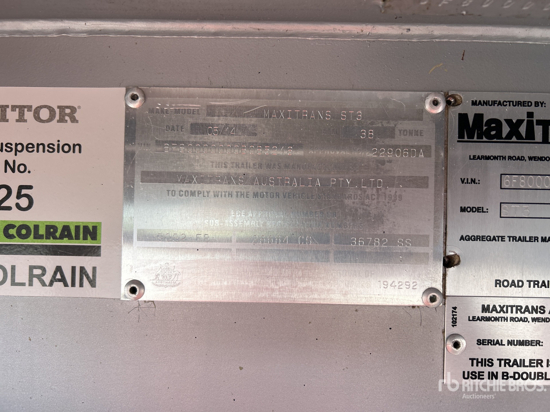 General Appearance with Serial Number / VIN