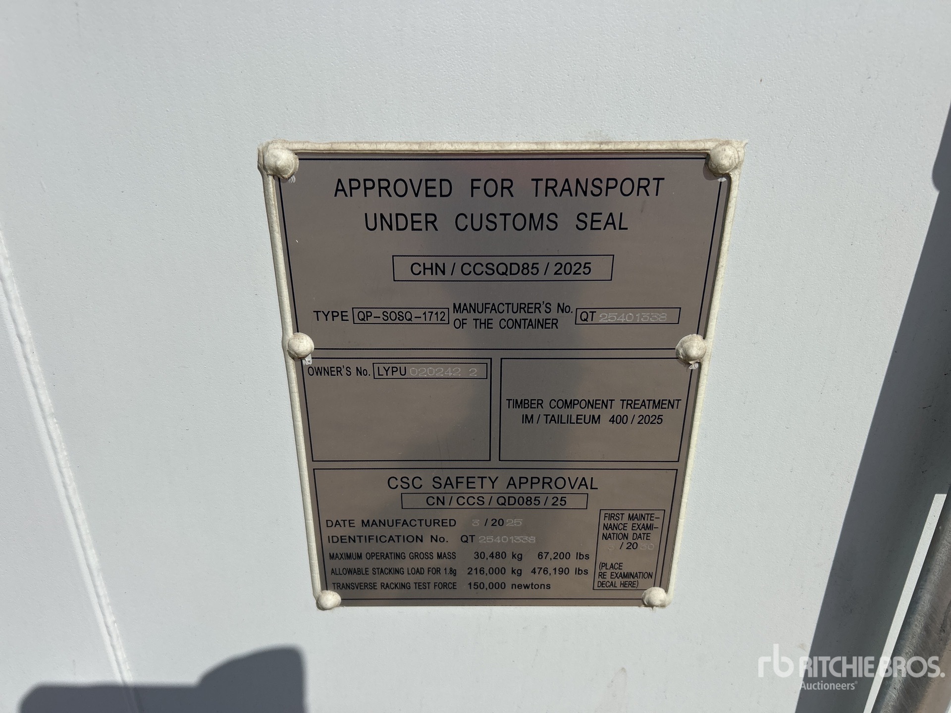 General Appearance with Serial Number / VIN