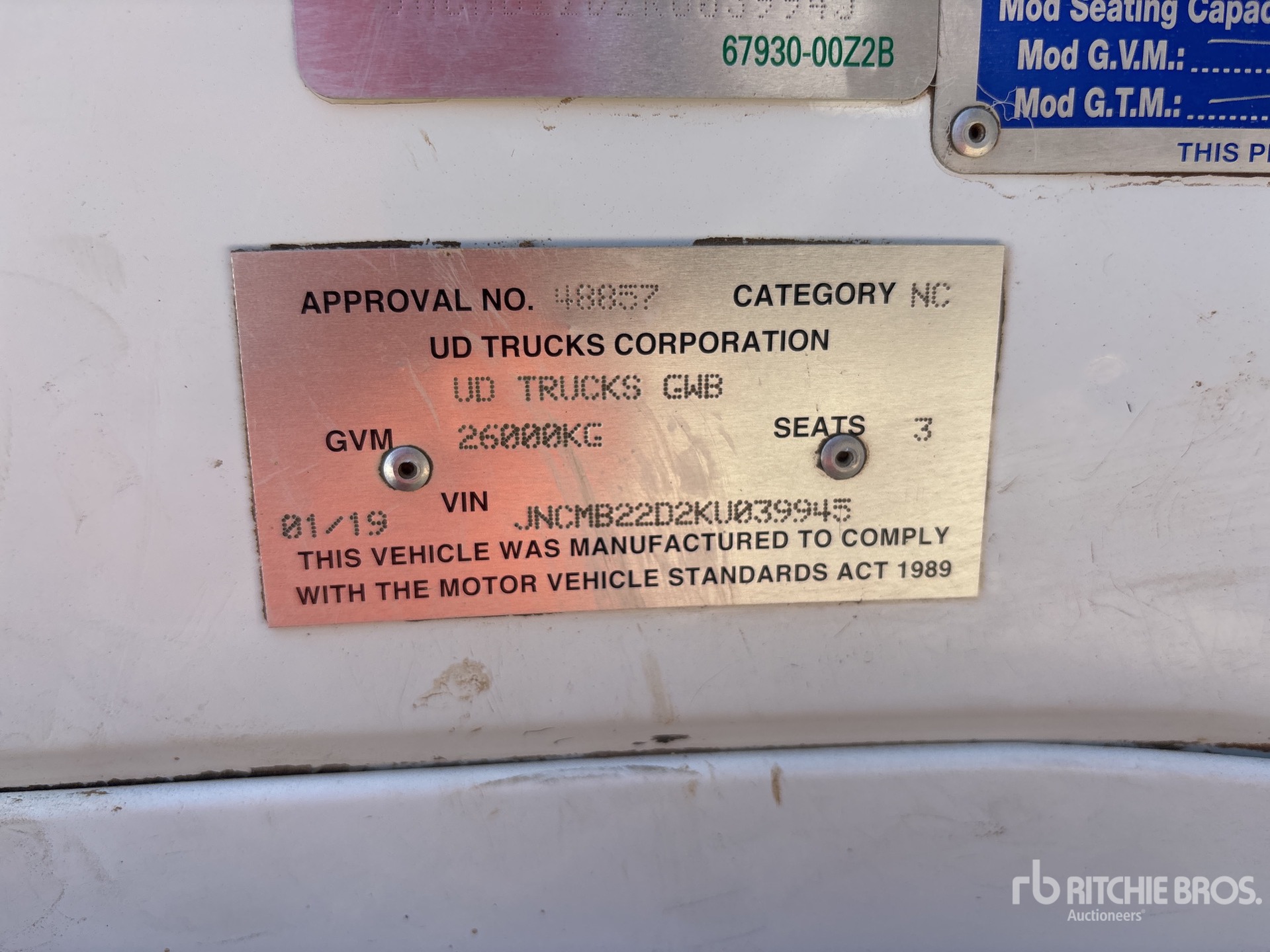 General Appearance with Serial Number / VIN