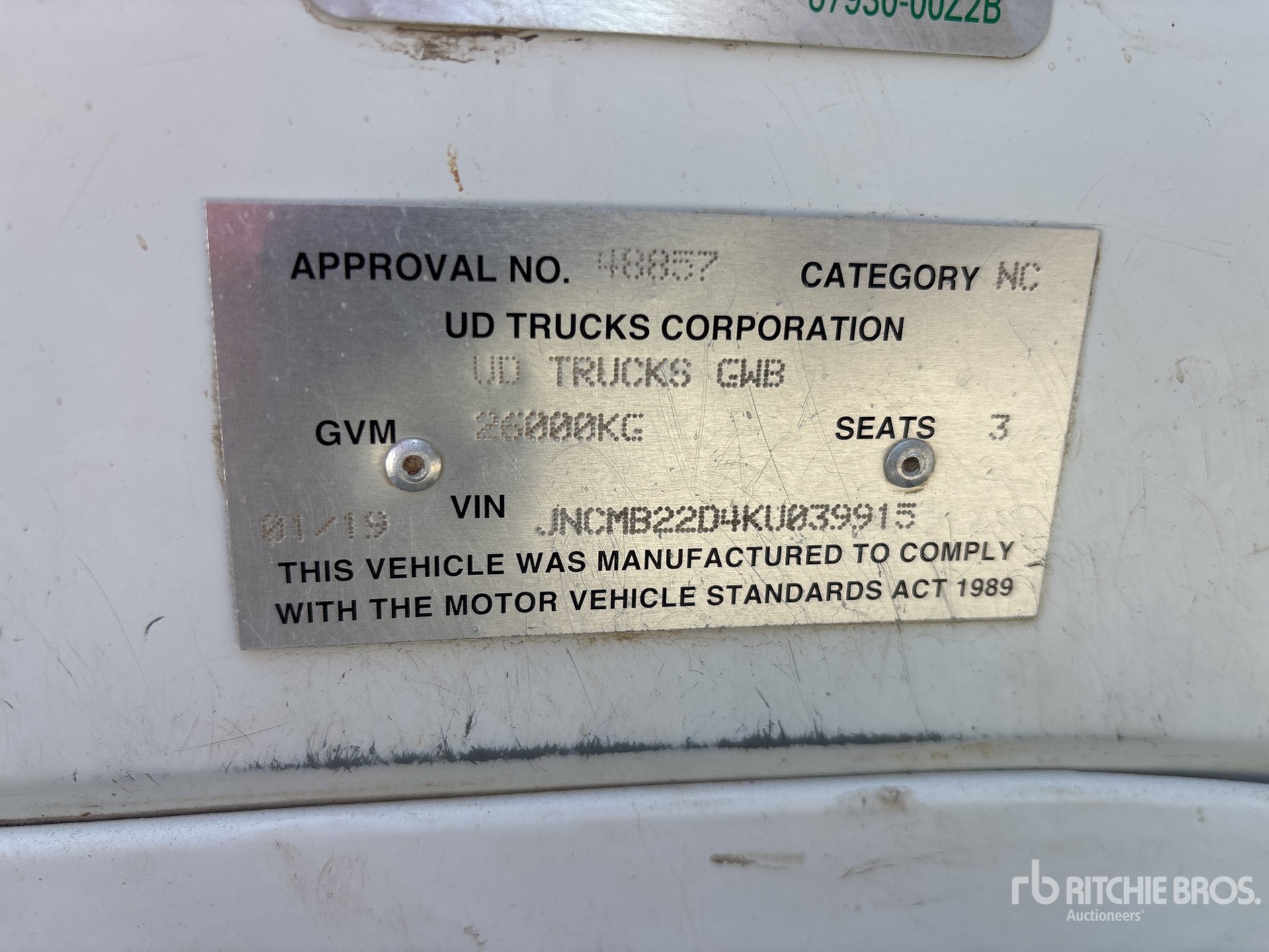 General Appearance with Serial Number / VIN