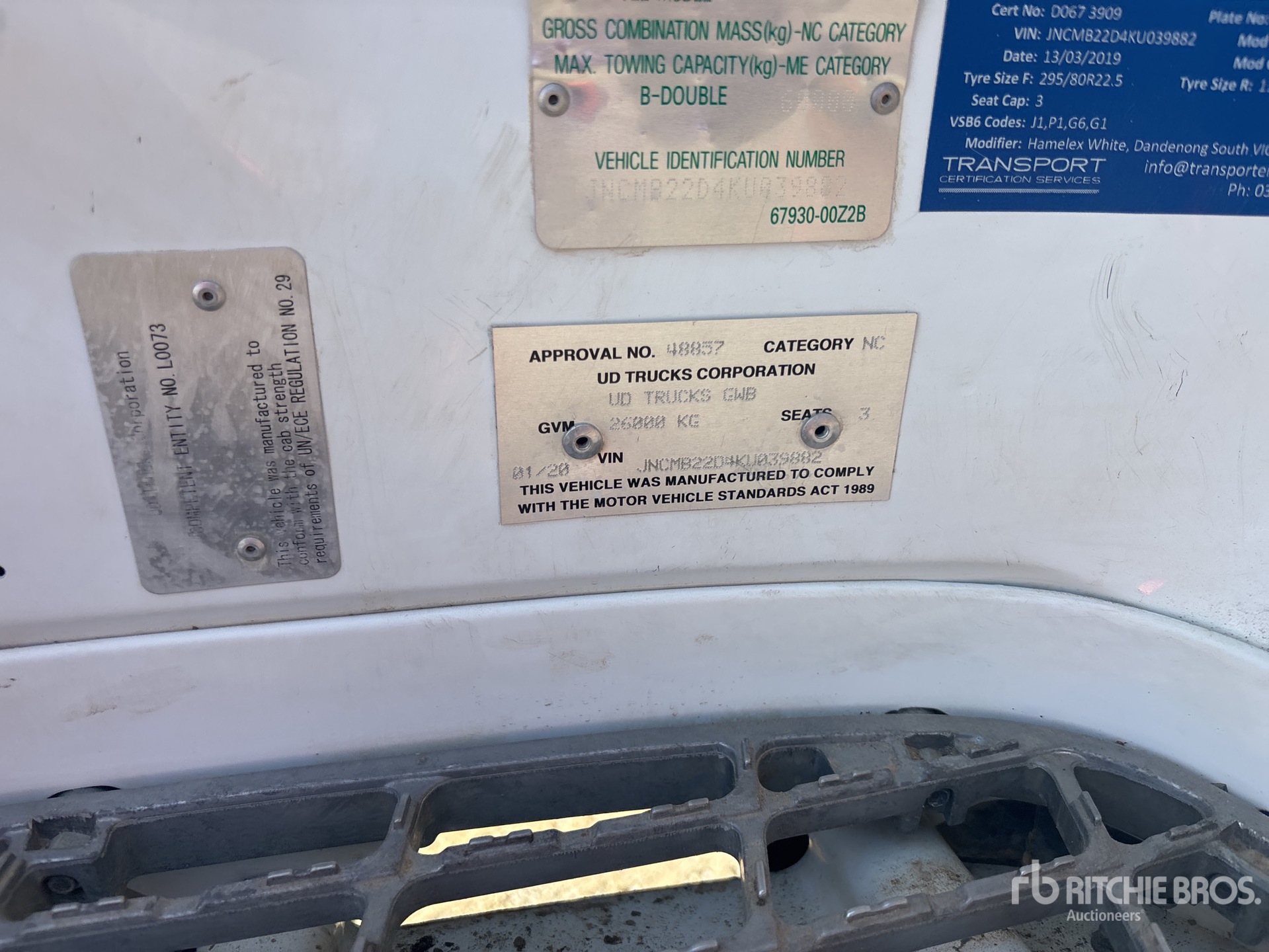 General Appearance with Serial Number / VIN