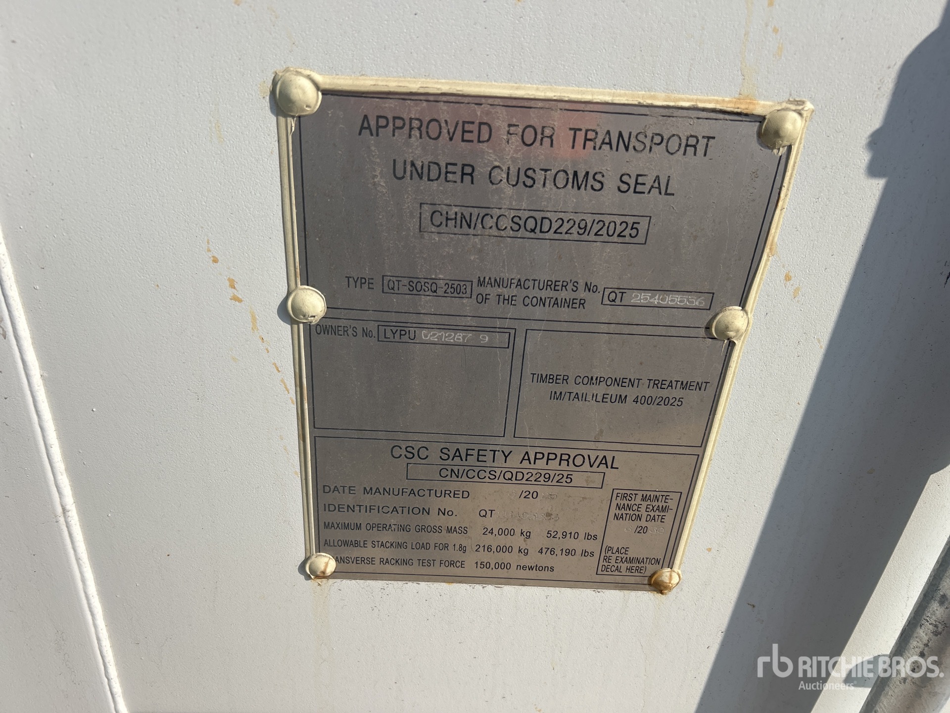 General Appearance with Serial Number / VIN