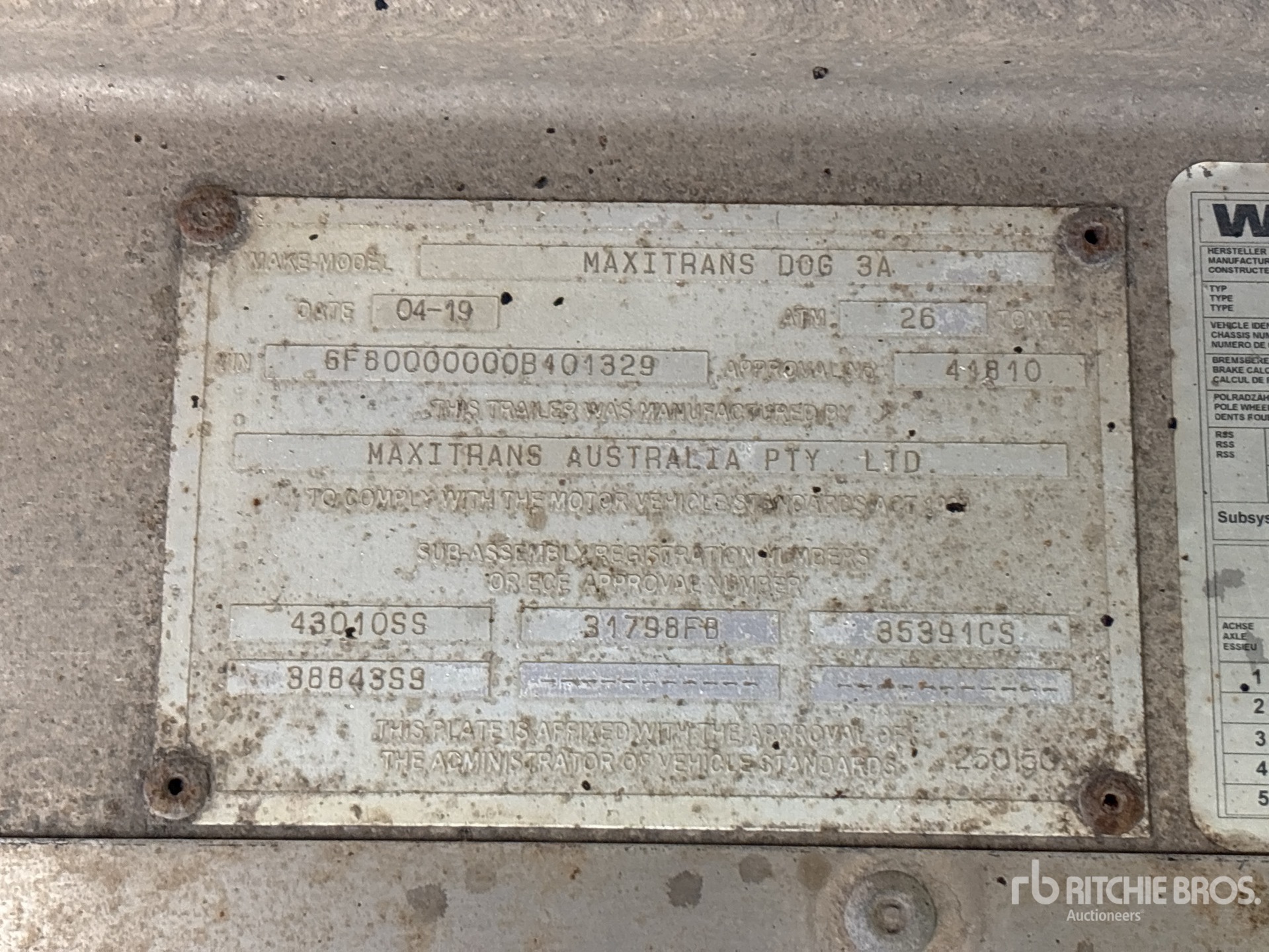 General Appearance with Serial Number / VIN