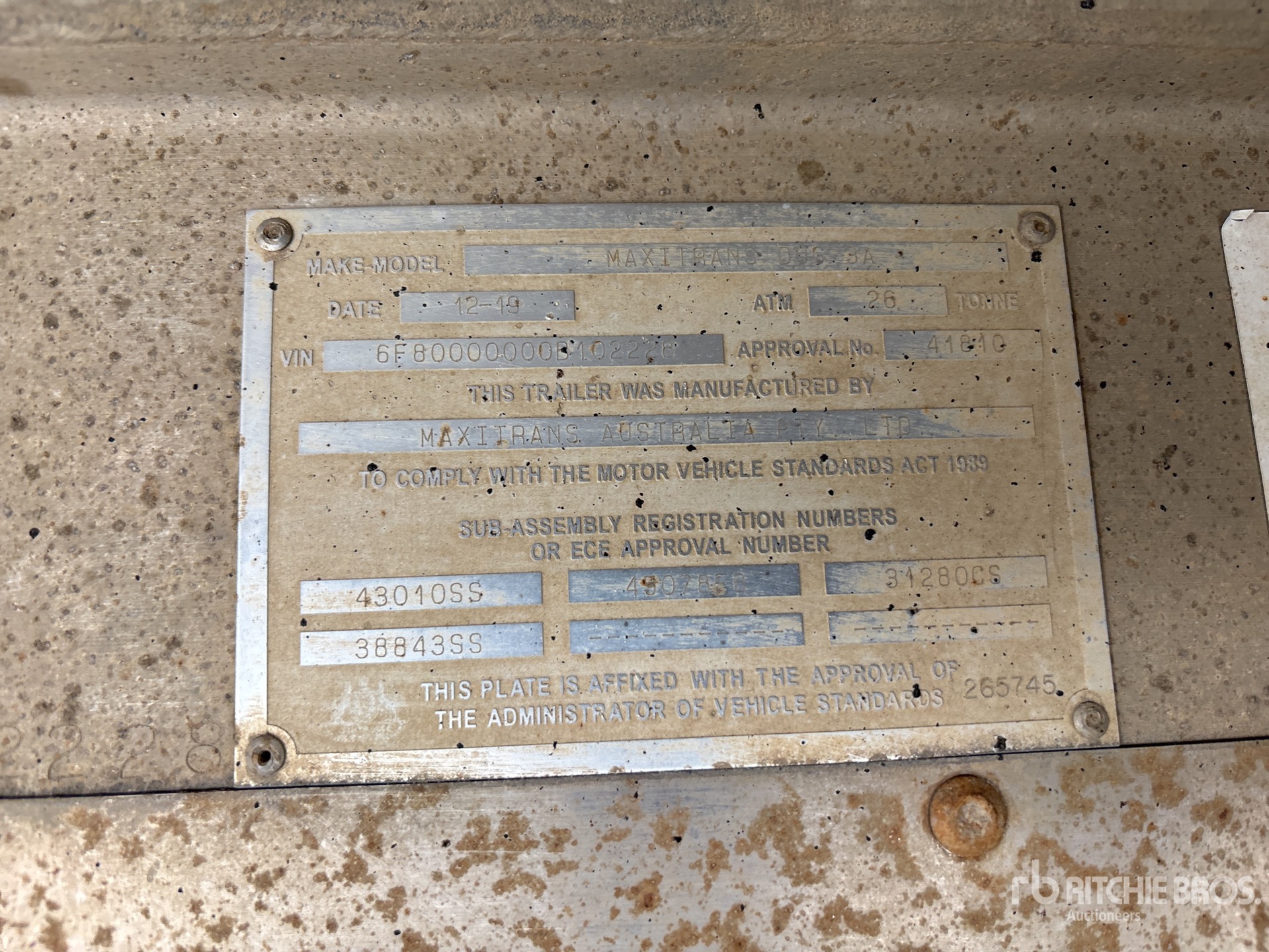 General Appearance with Serial Number / VIN