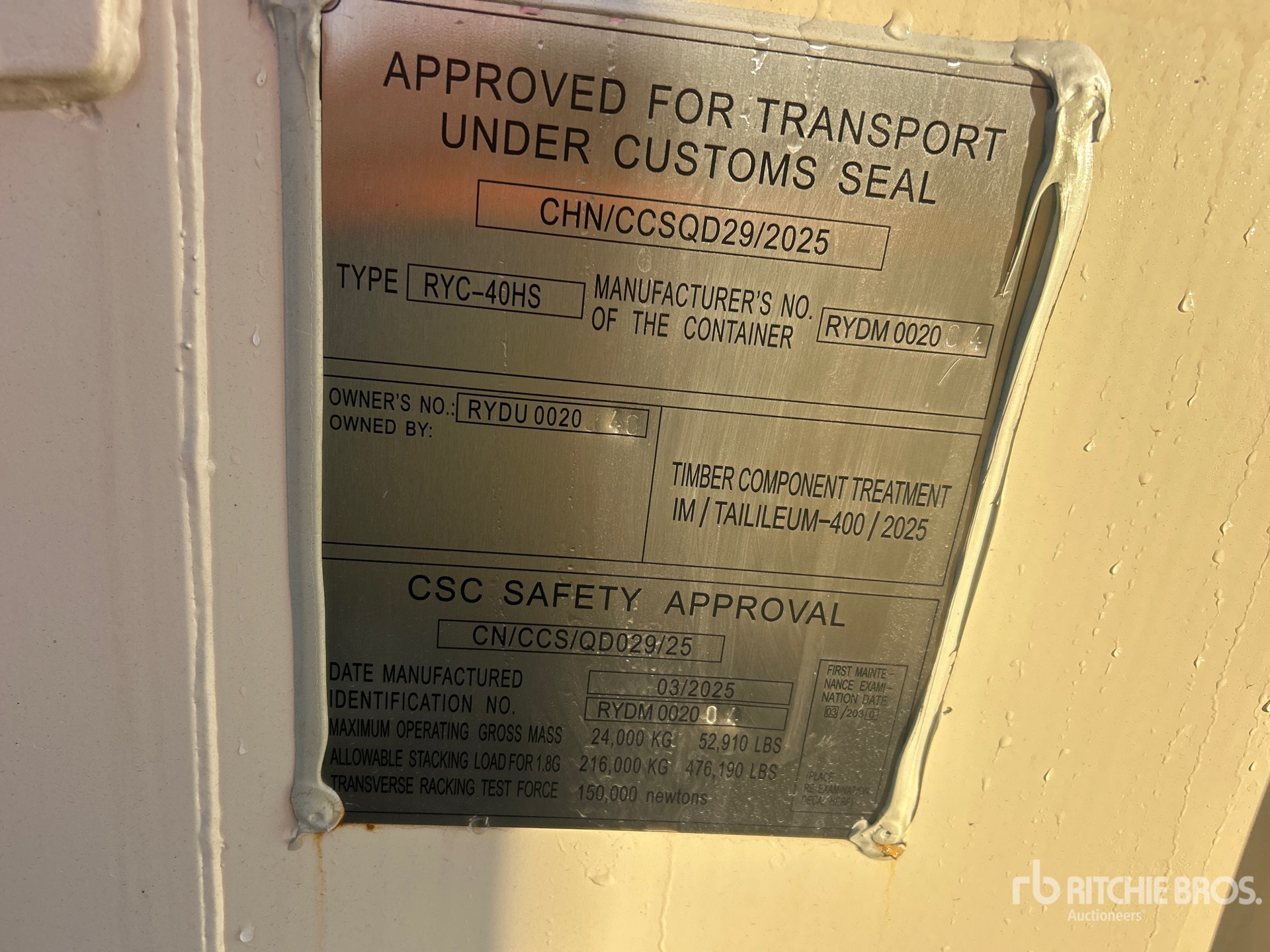 General Appearance with Serial Number / VIN