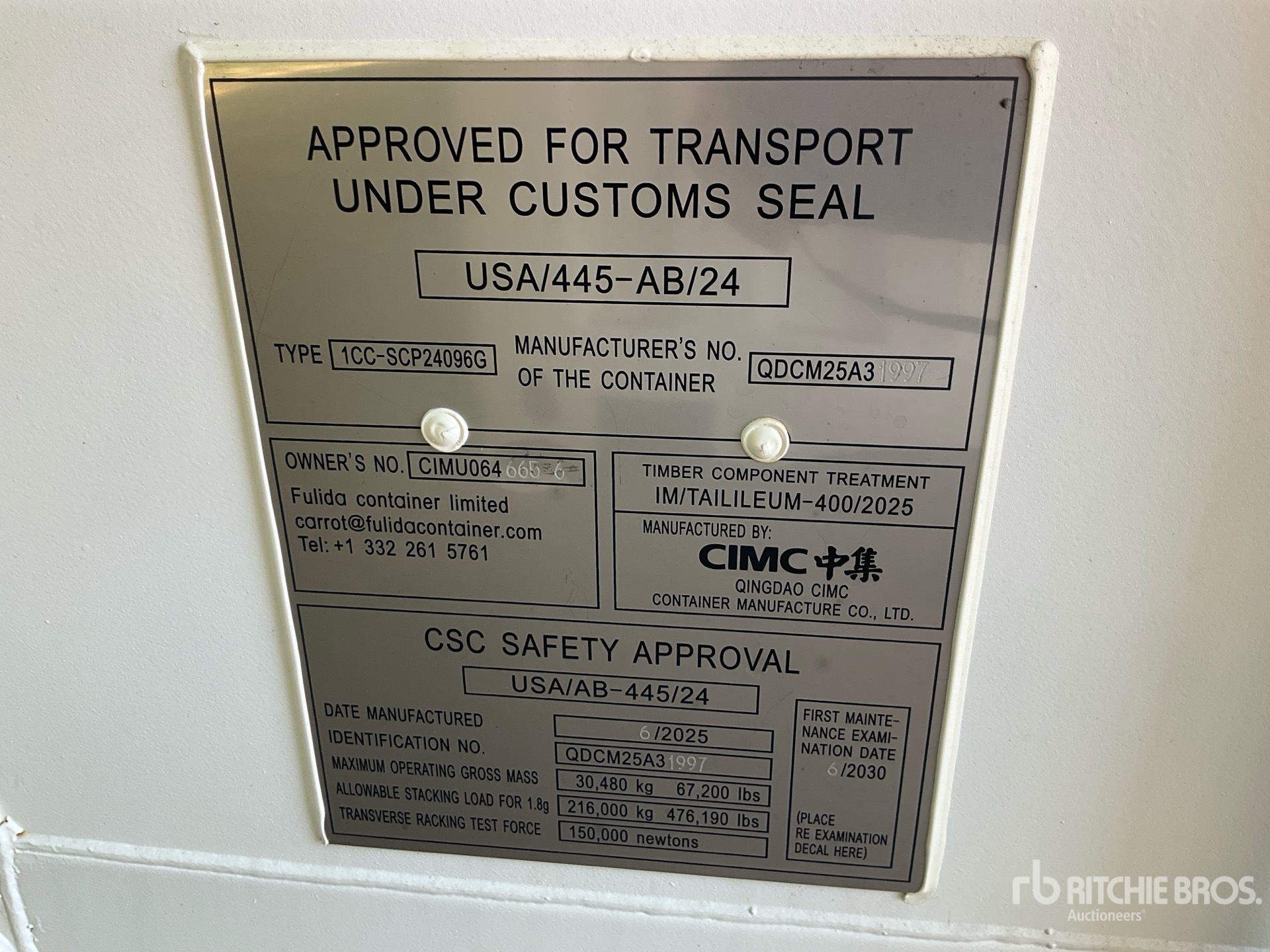 General Appearance with Serial Number / VIN