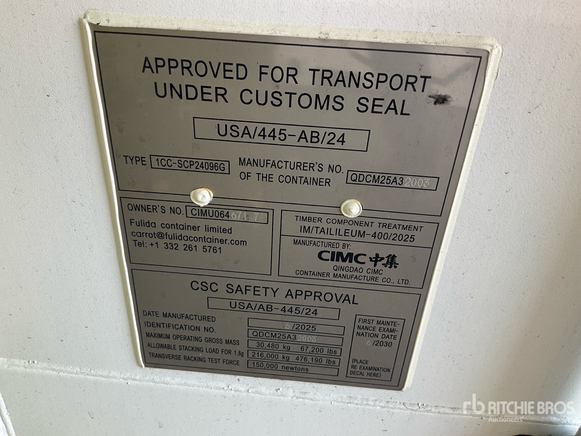 General Appearance with Serial Number / VIN