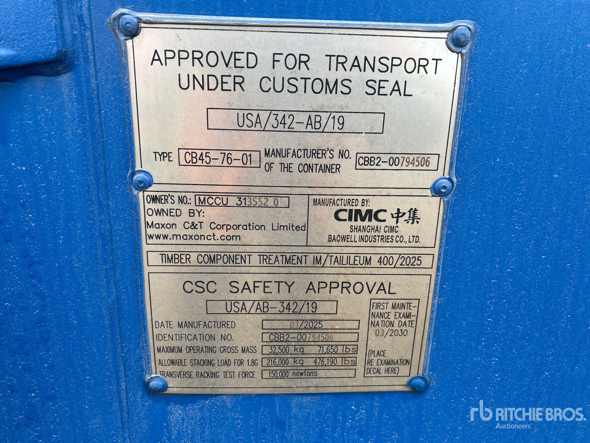 General Appearance with Serial Number / VIN