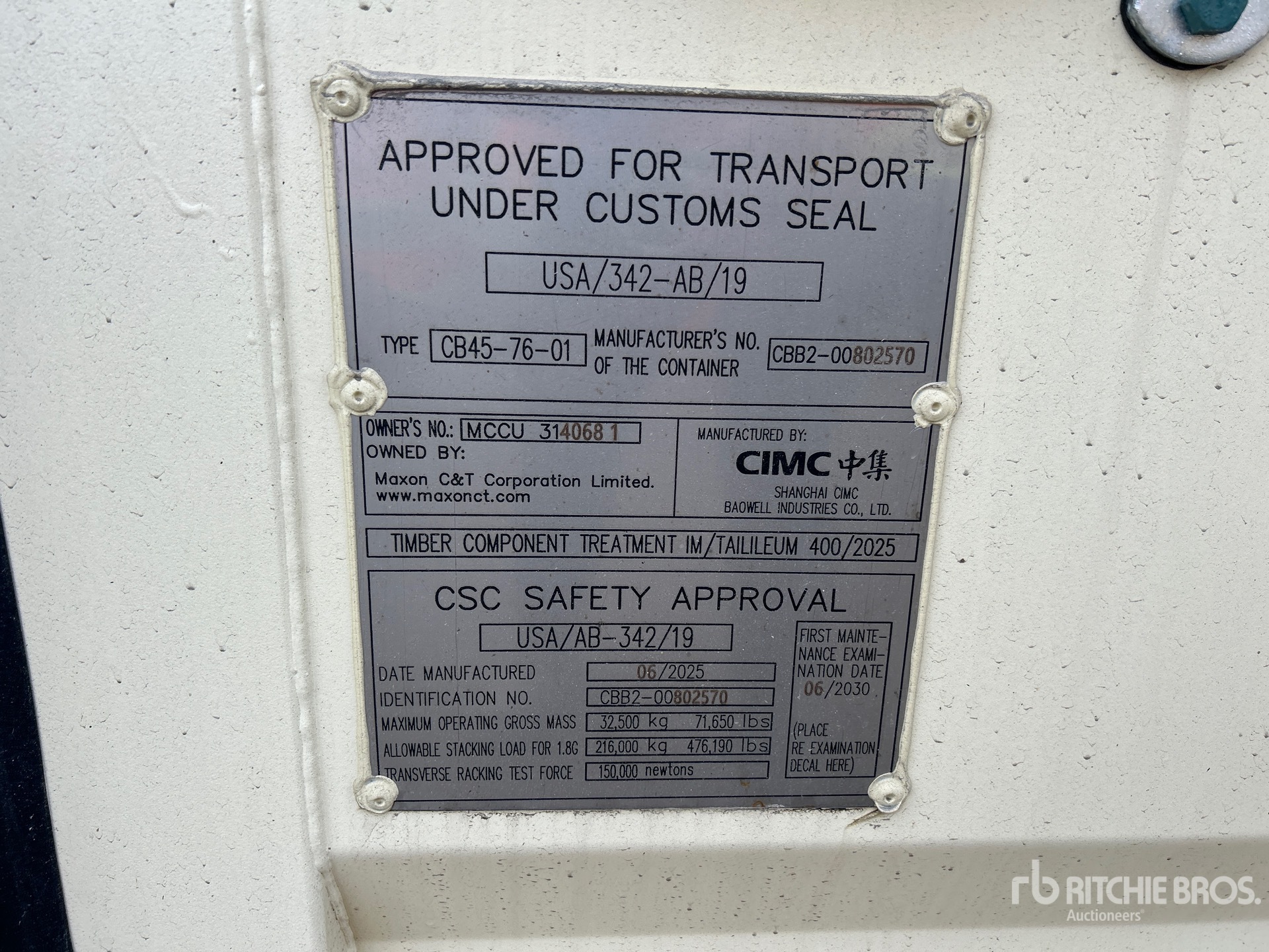 General Appearance with Serial Number / VIN