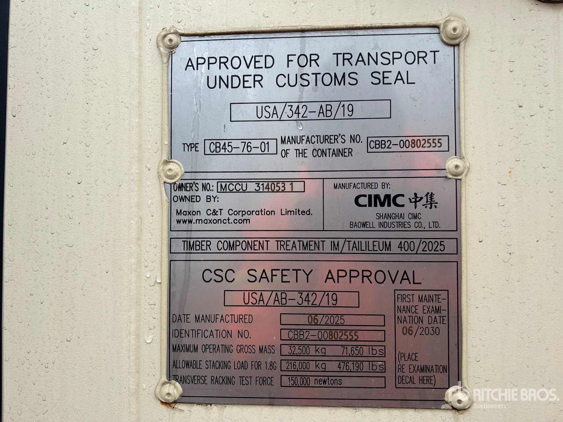 General Appearance with Serial Number / VIN