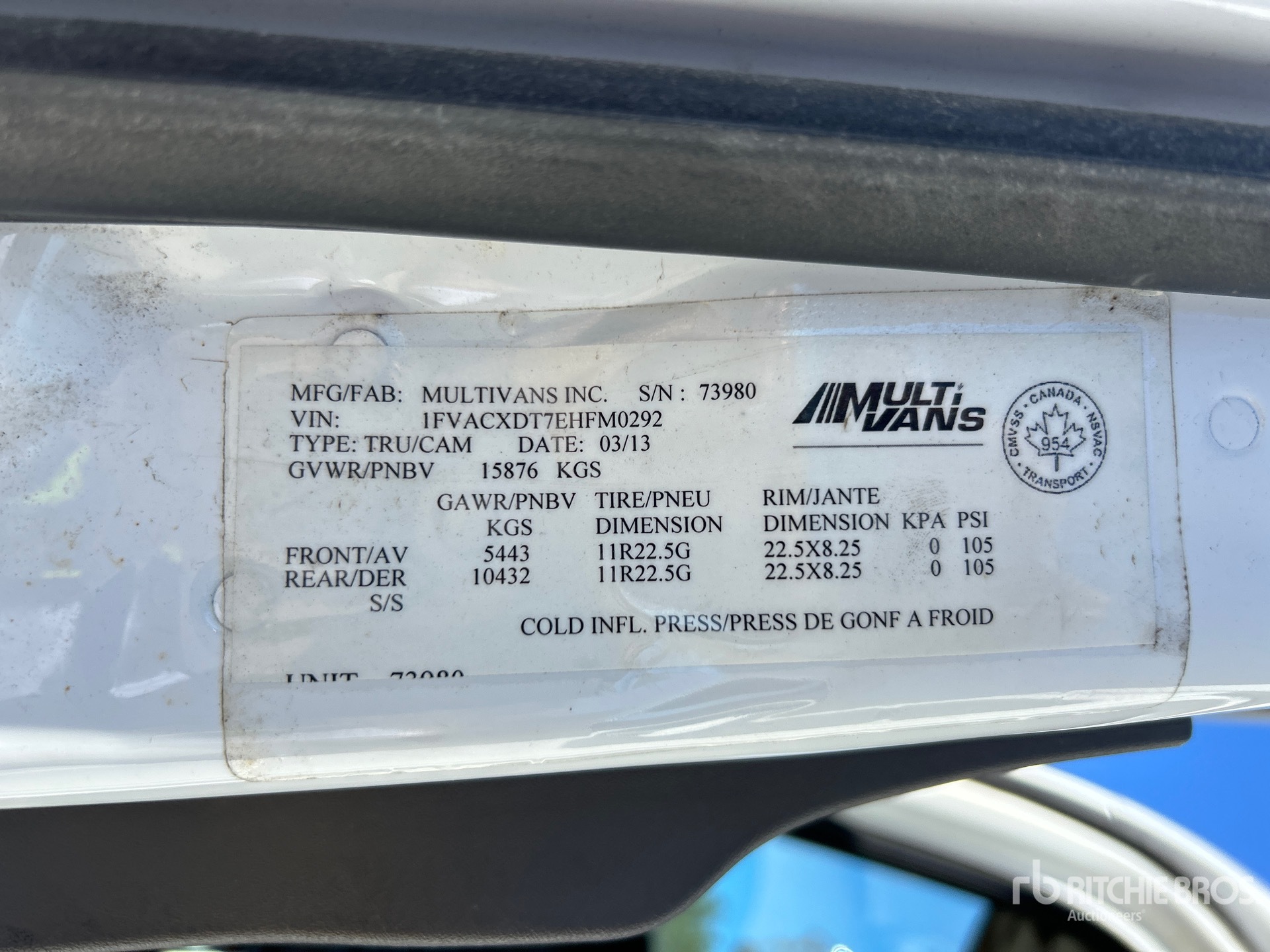 General Appearance with Serial Number / VIN