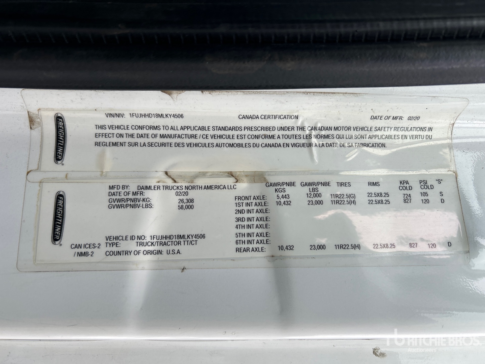 General Appearance with Serial Number / VIN