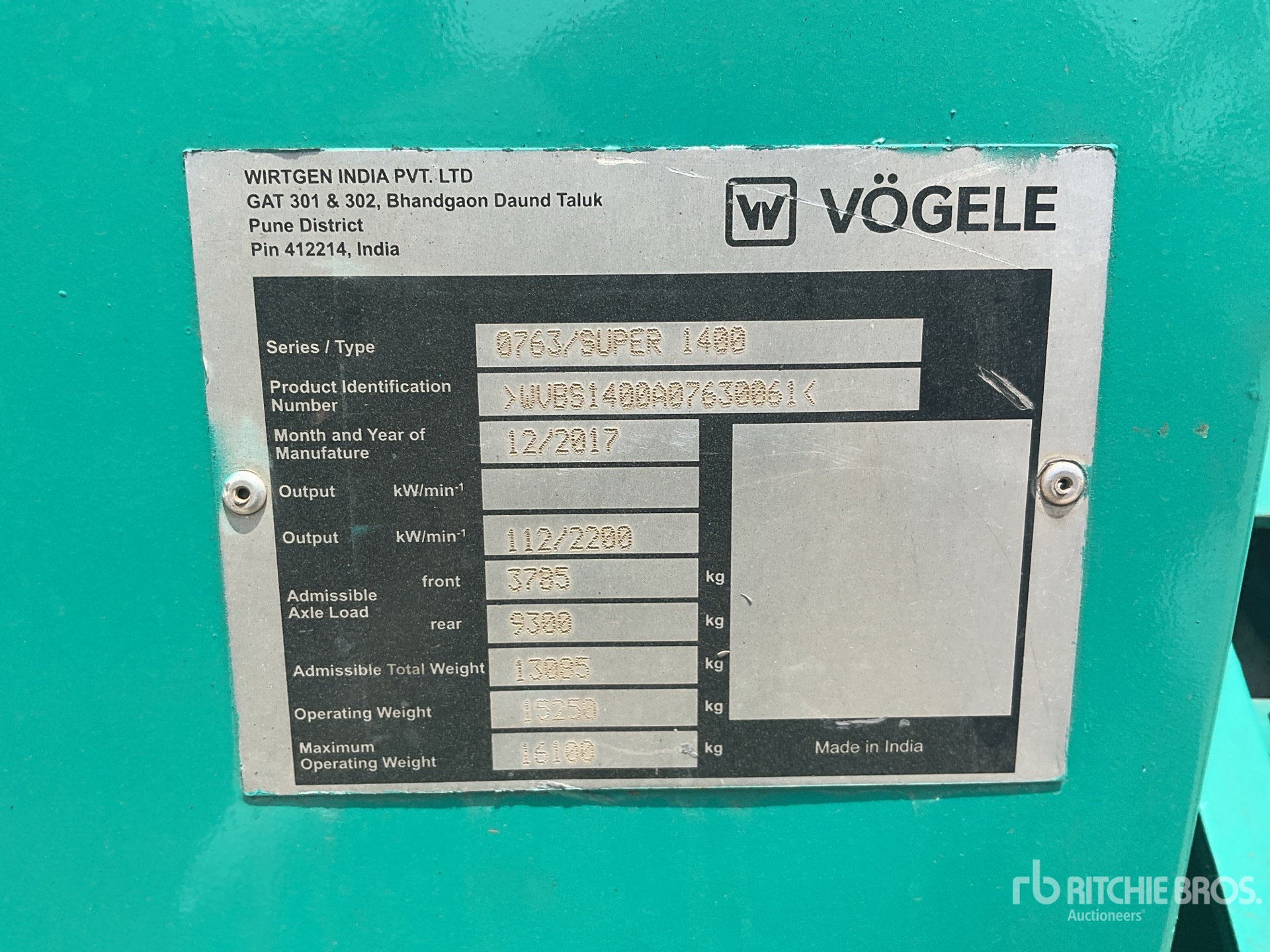 General Appearance with Serial Number / VIN