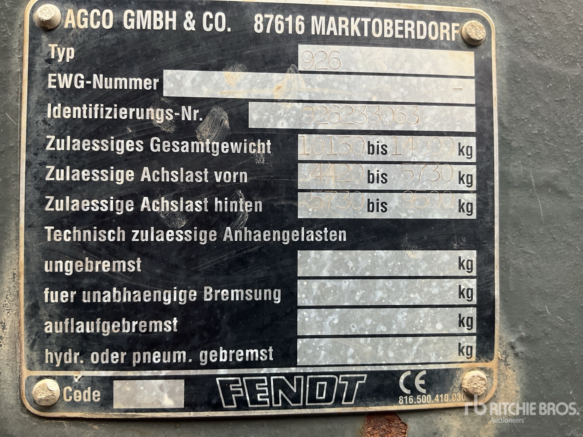 General Appearance with Serial Number / VIN