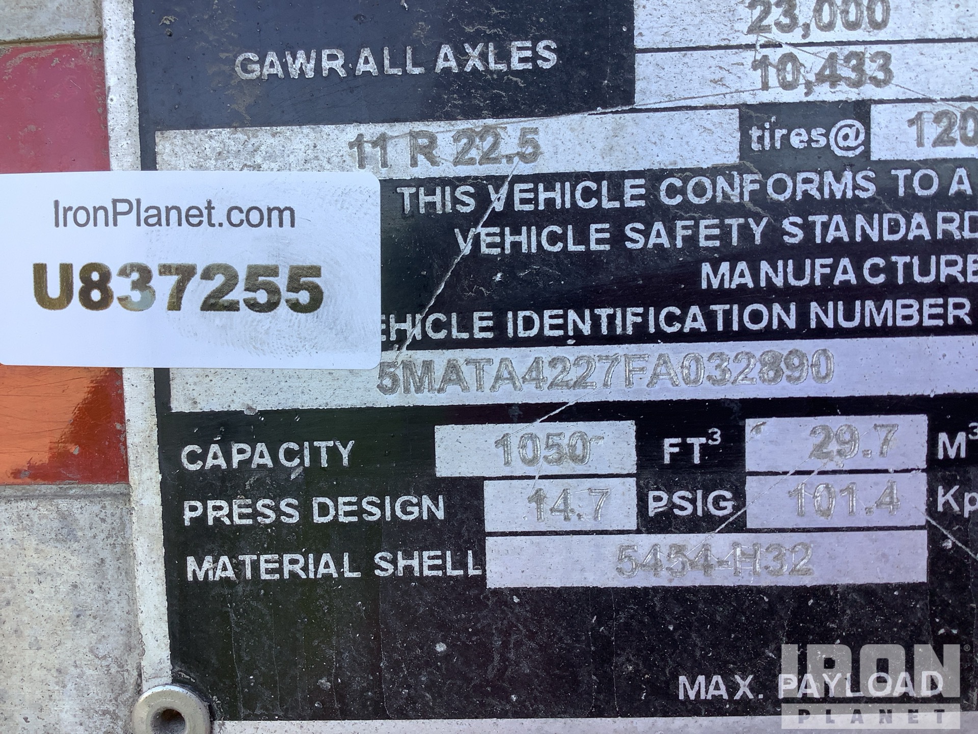General Appearance with Serial Number / VIN