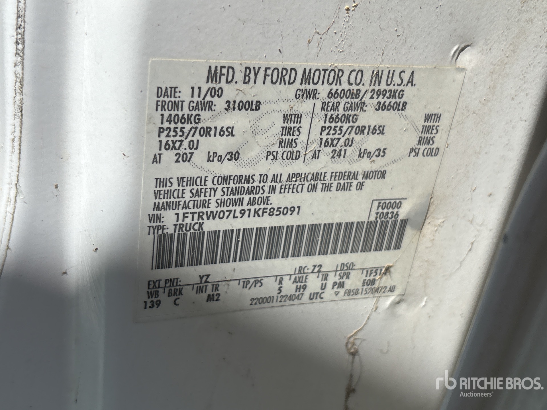 General Appearance with Serial Number / VIN