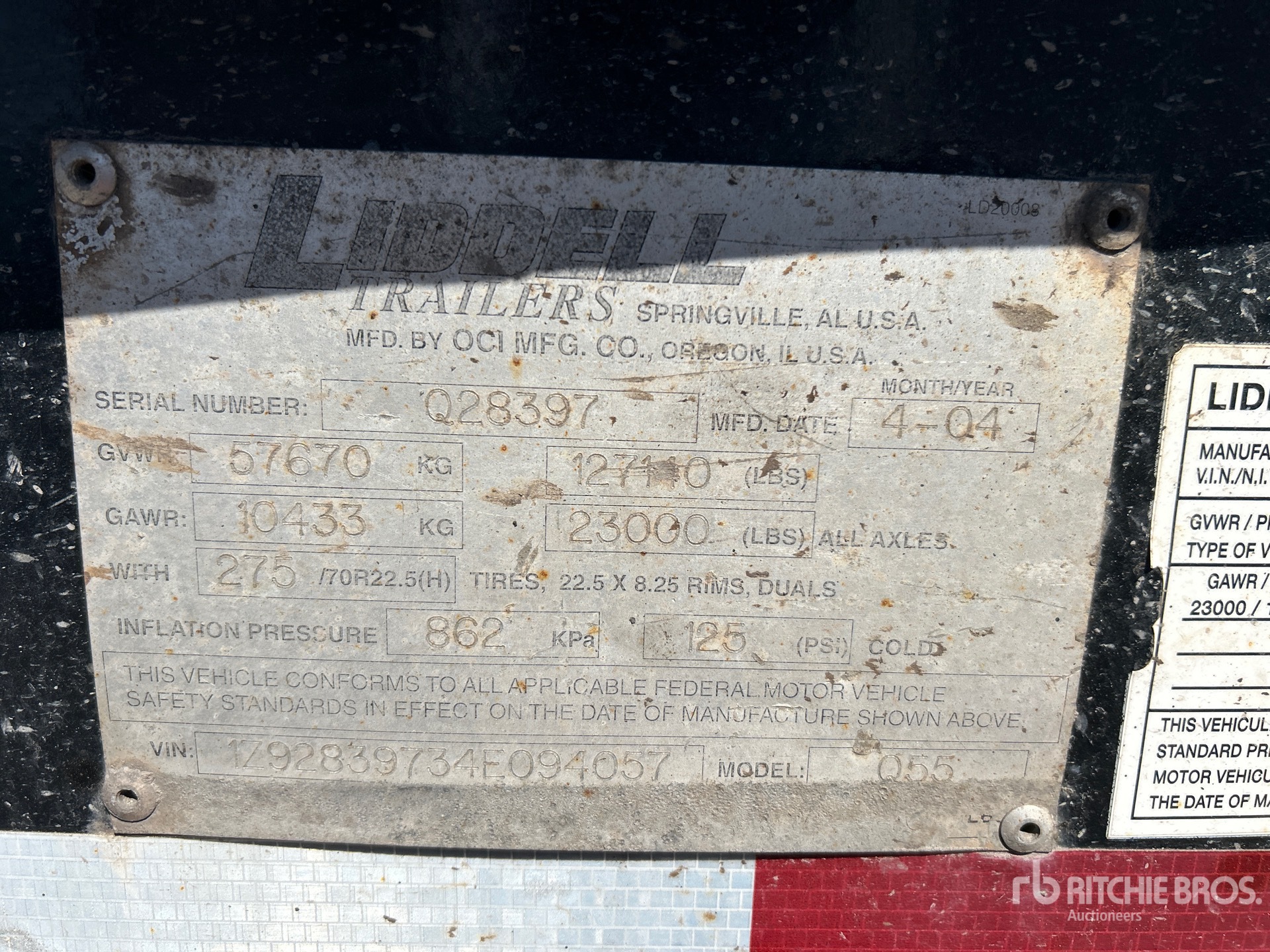 General Appearance with Serial Number / VIN