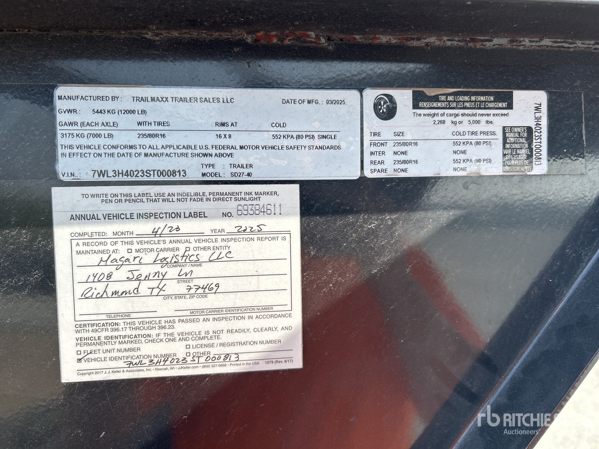 General Appearance with Serial Number / VIN