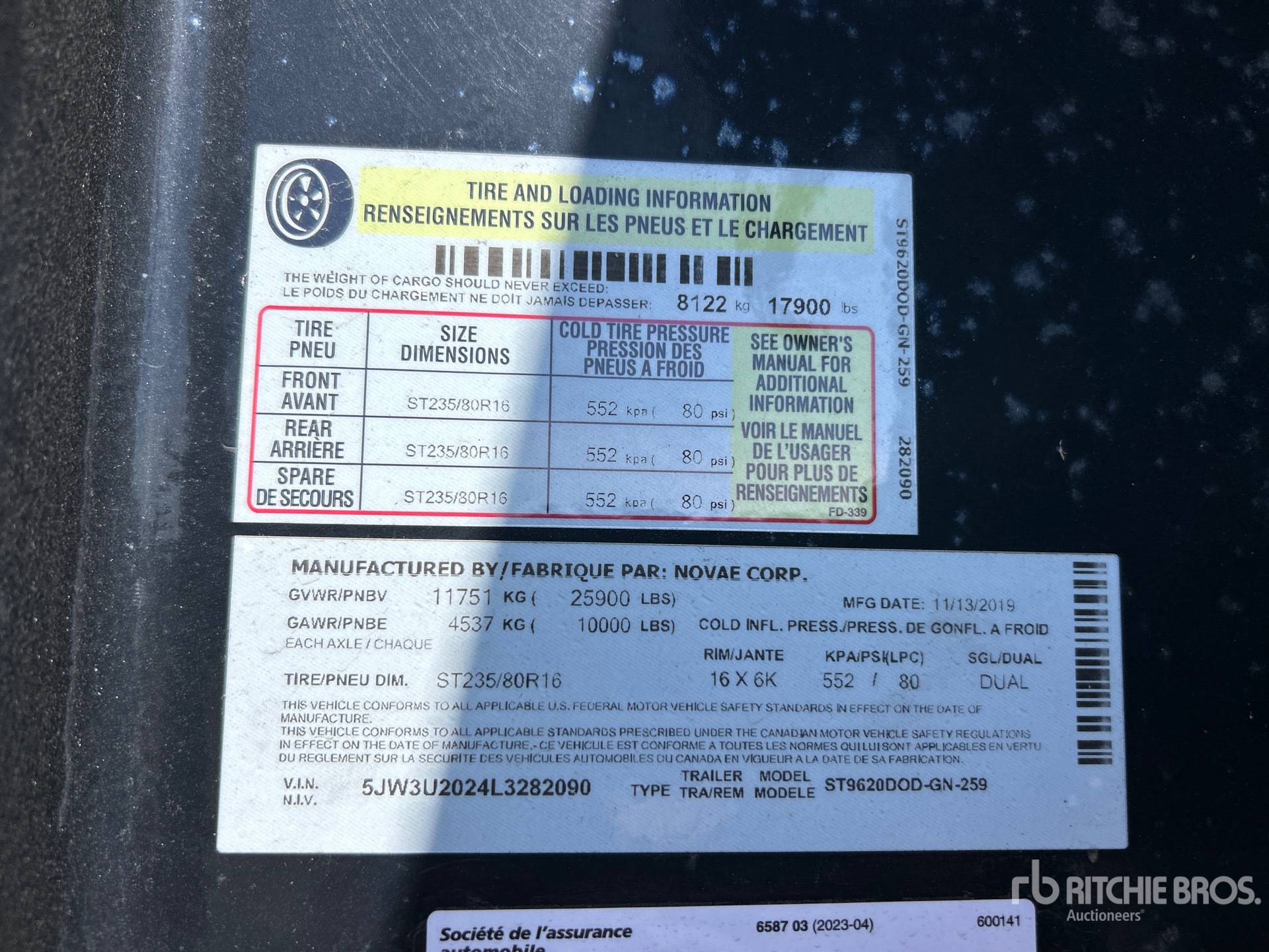 General Appearance with Serial Number / VIN