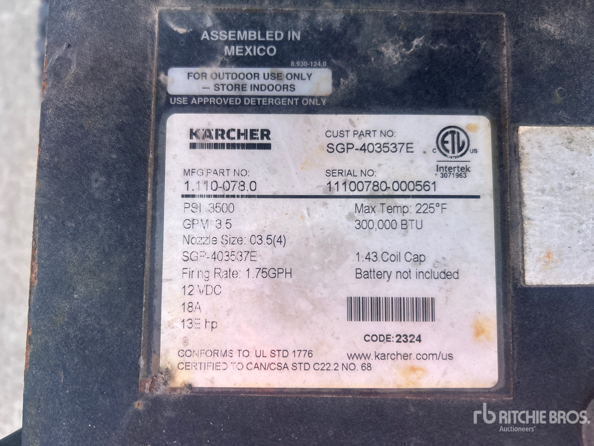 General Appearance with Serial Number / VIN