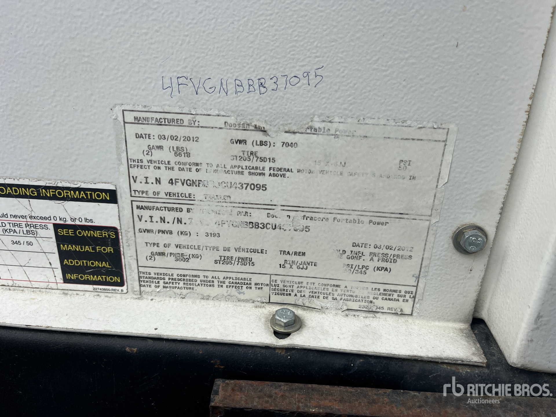 General Appearance with Serial Number / VIN