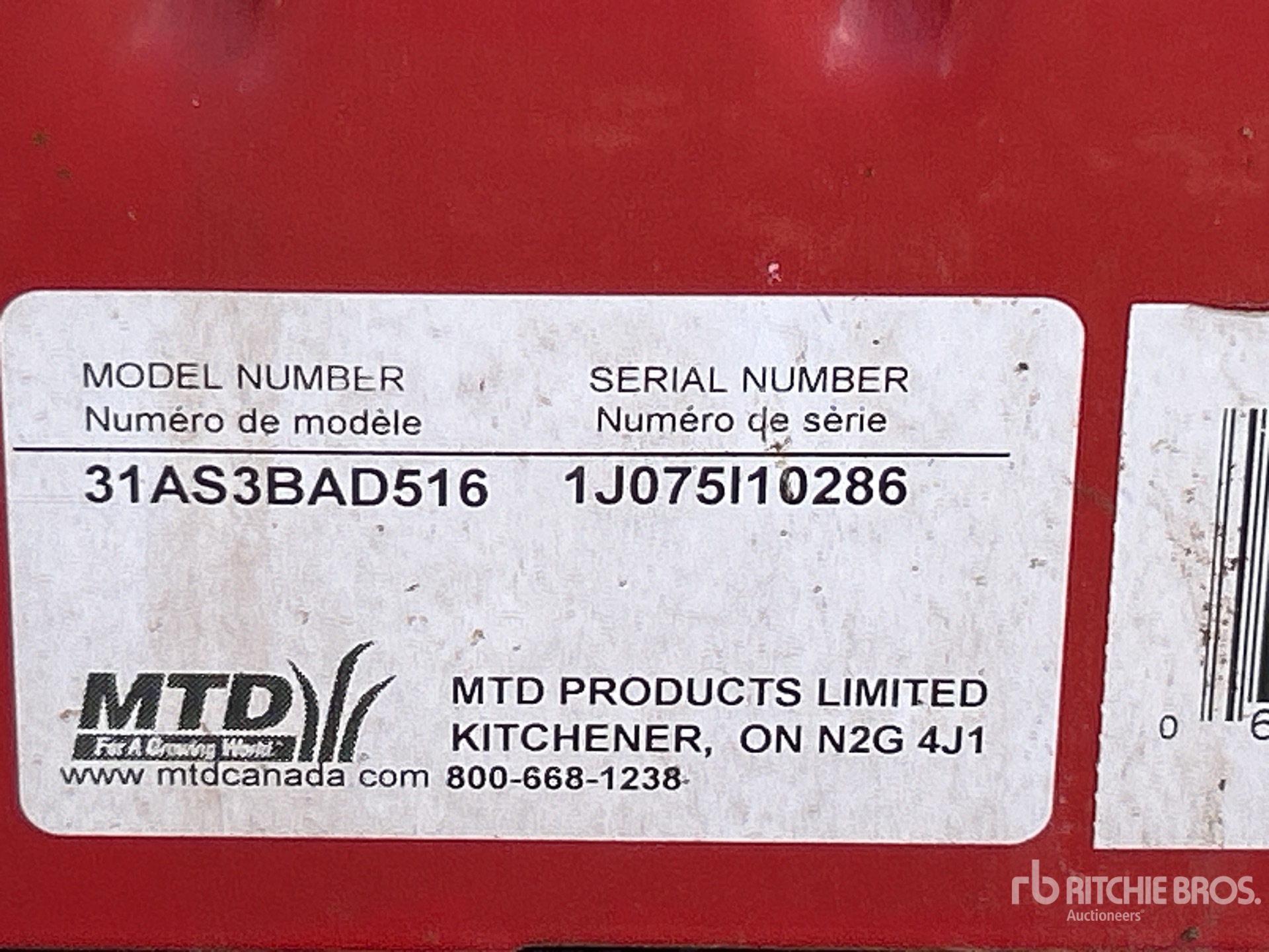 General Appearance with Serial Number / VIN