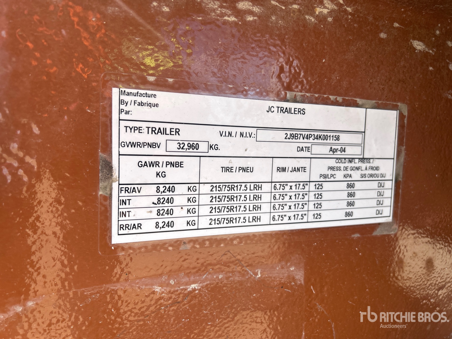 General Appearance with Serial Number / VIN