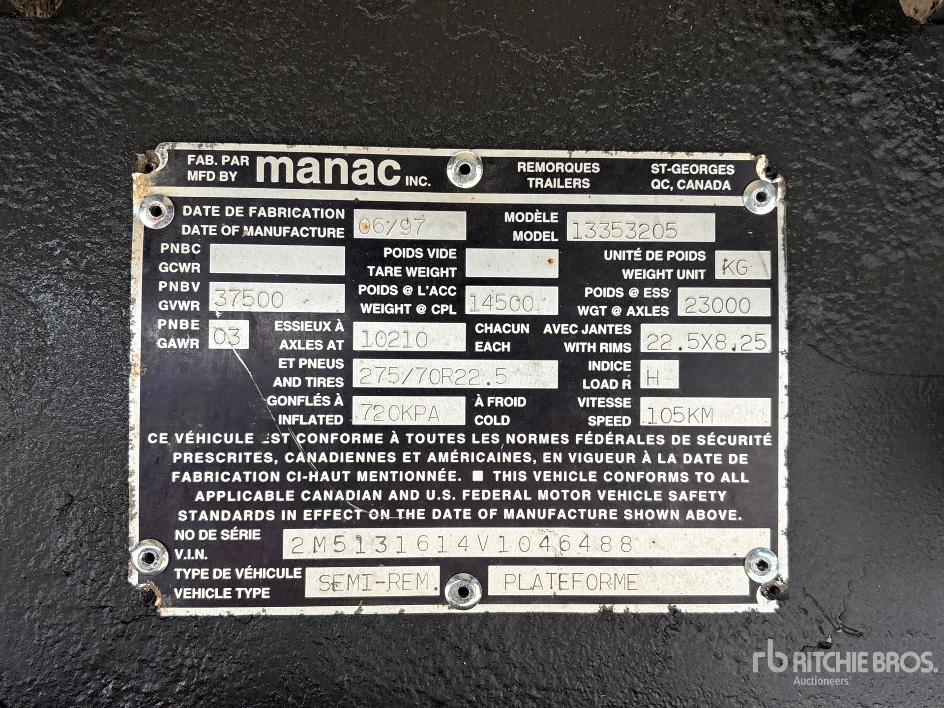 General Appearance with Serial Number / VIN