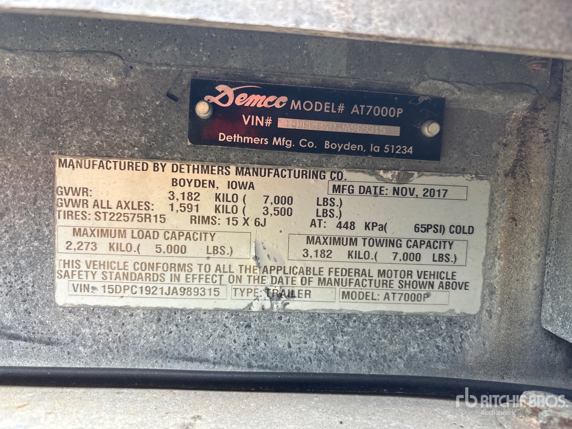 General Appearance with Serial Number / VIN