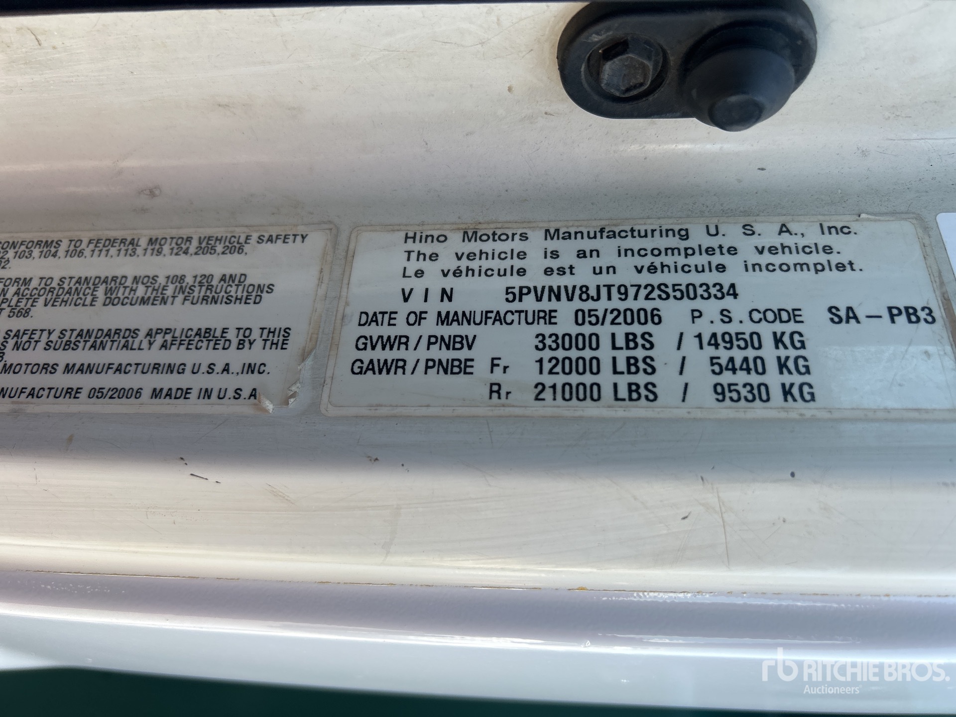 General Appearance with Serial Number / VIN