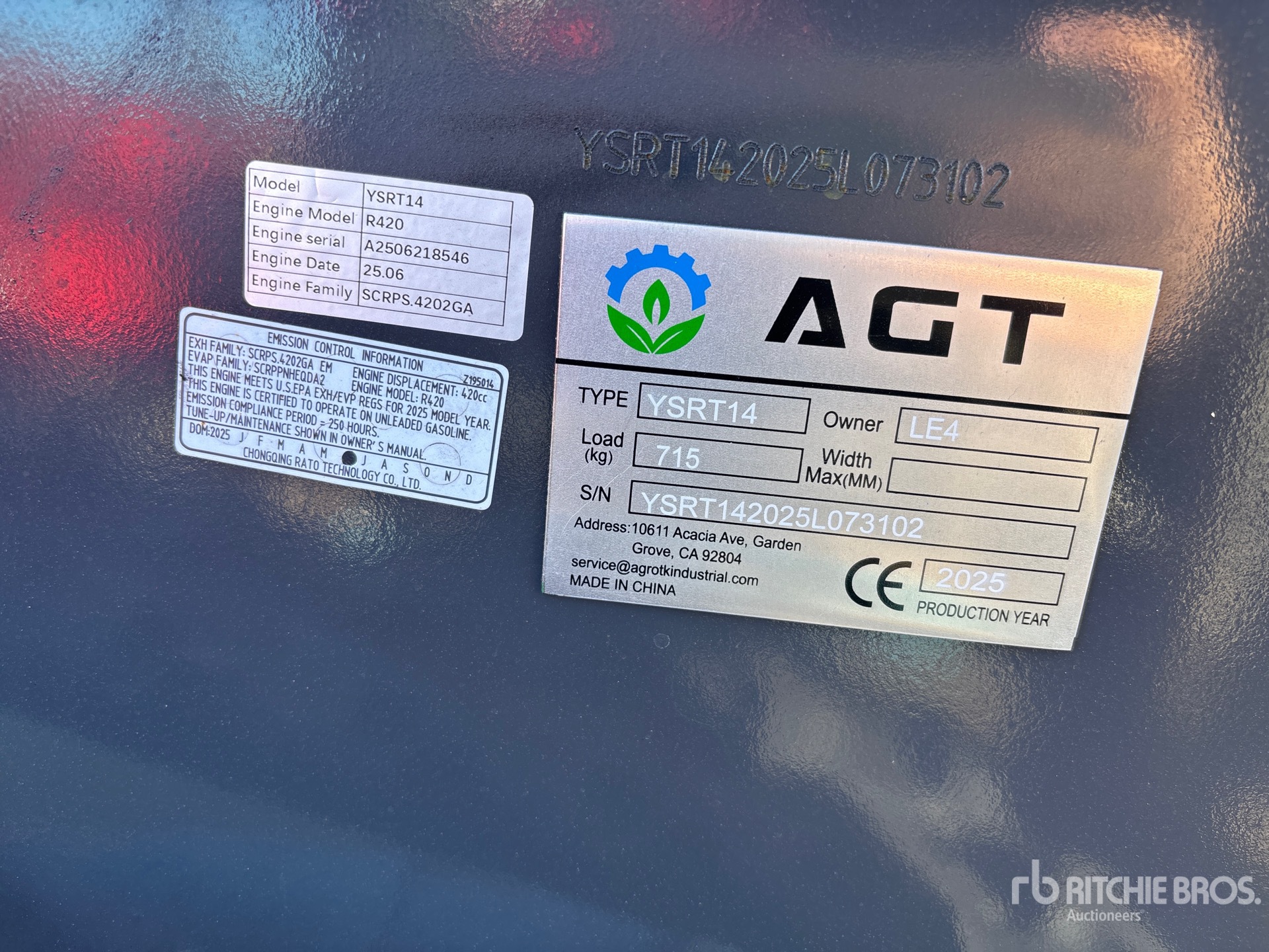 General Appearance with Serial Number / VIN