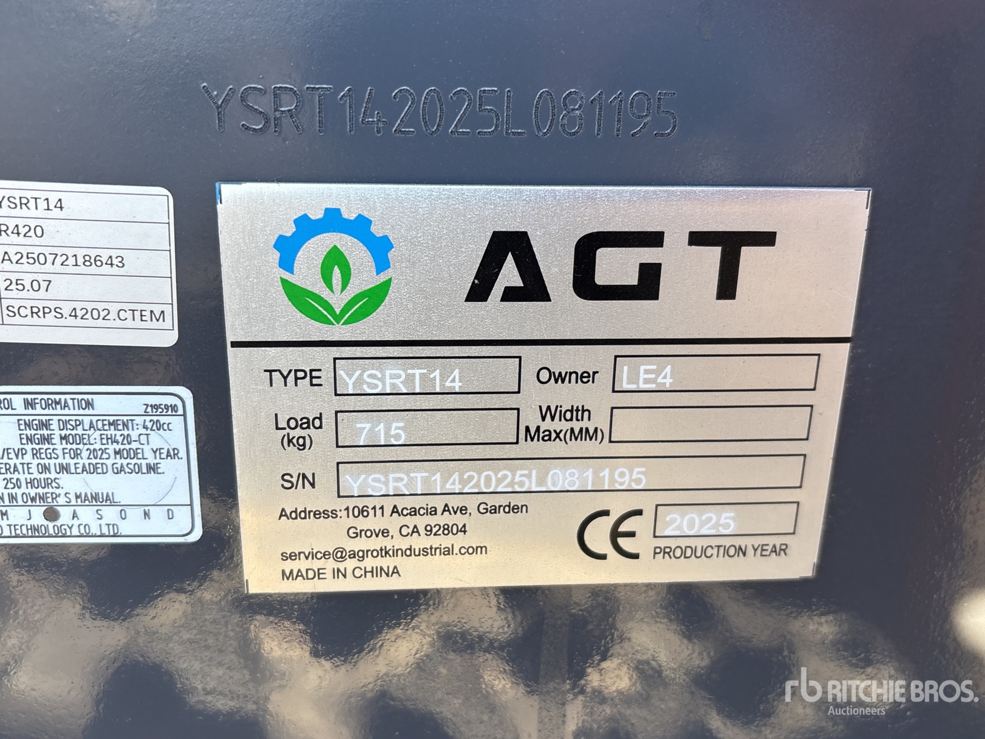 General Appearance with Serial Number / VIN